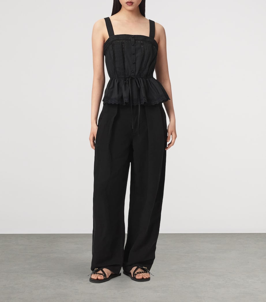 AllSaints Womens Organic Cotton Gwen Top Black Image 2