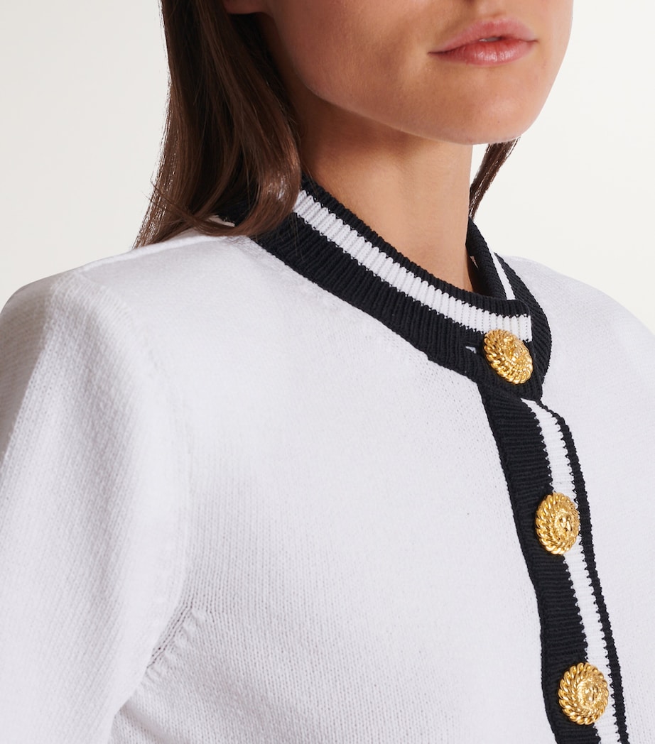 Signature Button-Detail Cardigan GAB BLANC/NOIR Image 8