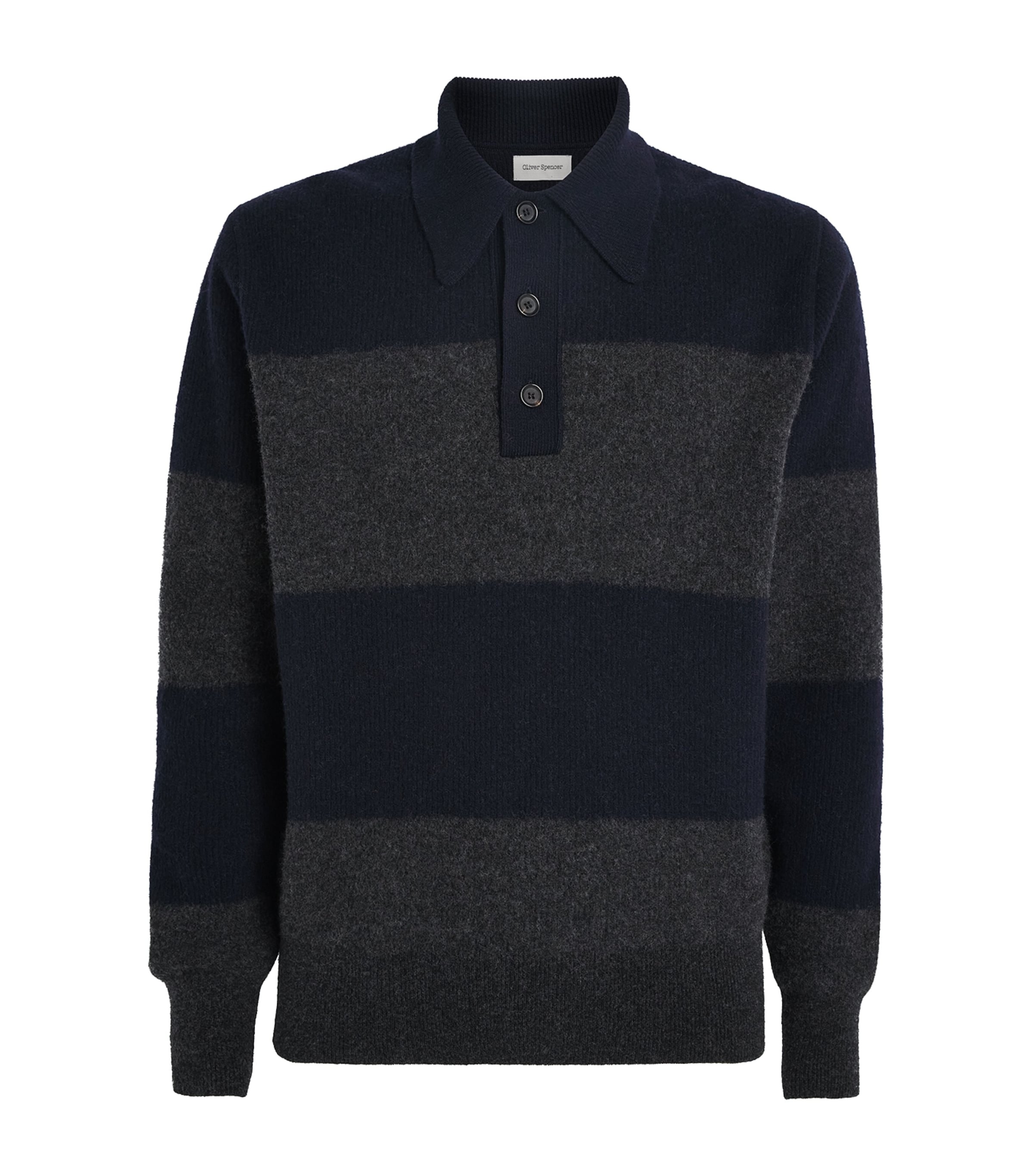 Oliver Spencer Paxton Striped-intarsia Wool Jumper In Blue