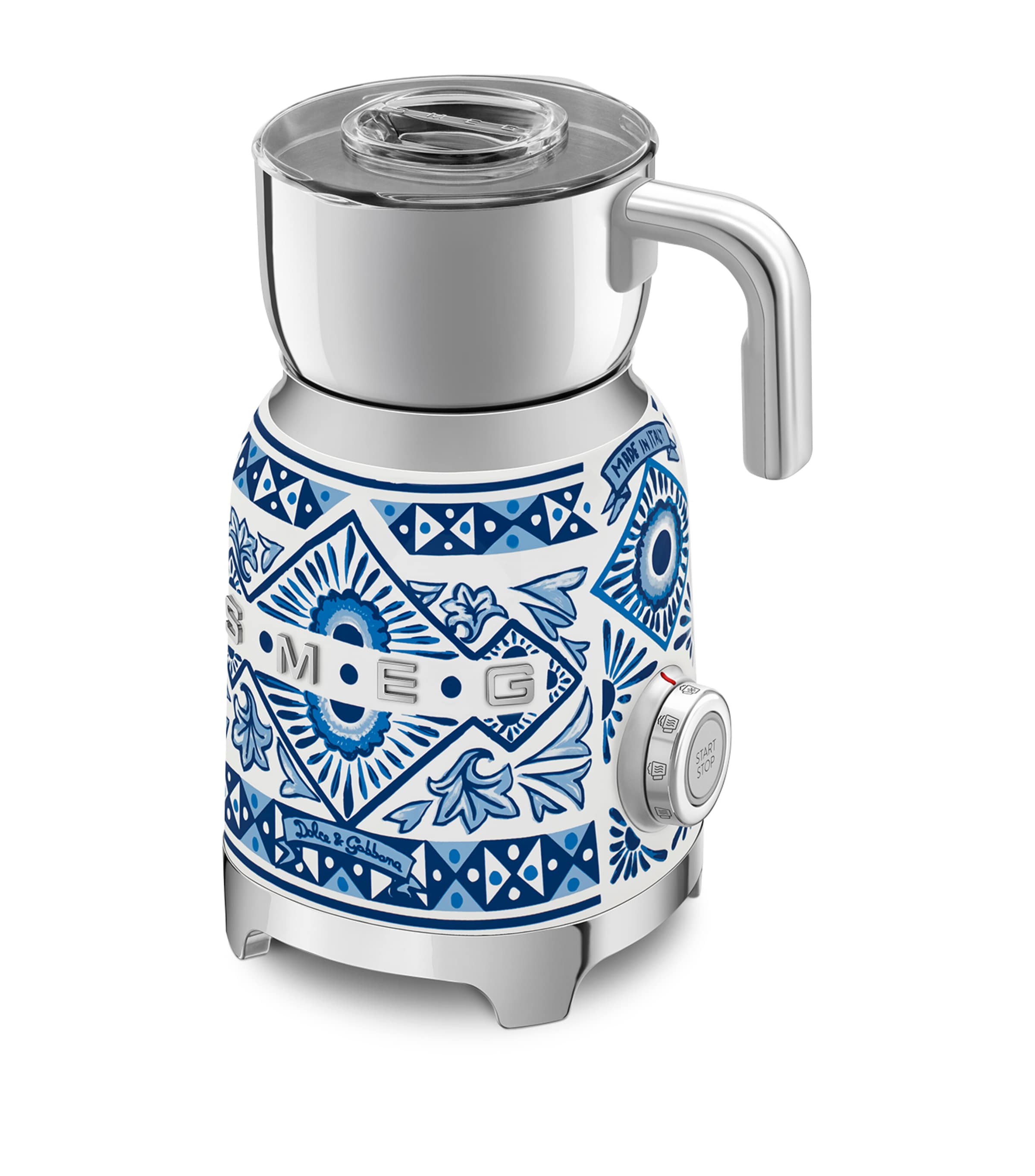 x Dolce & Gabbana Blu Mediterraneo Milk Frother (600ml) WHITE & BLUE Image 4