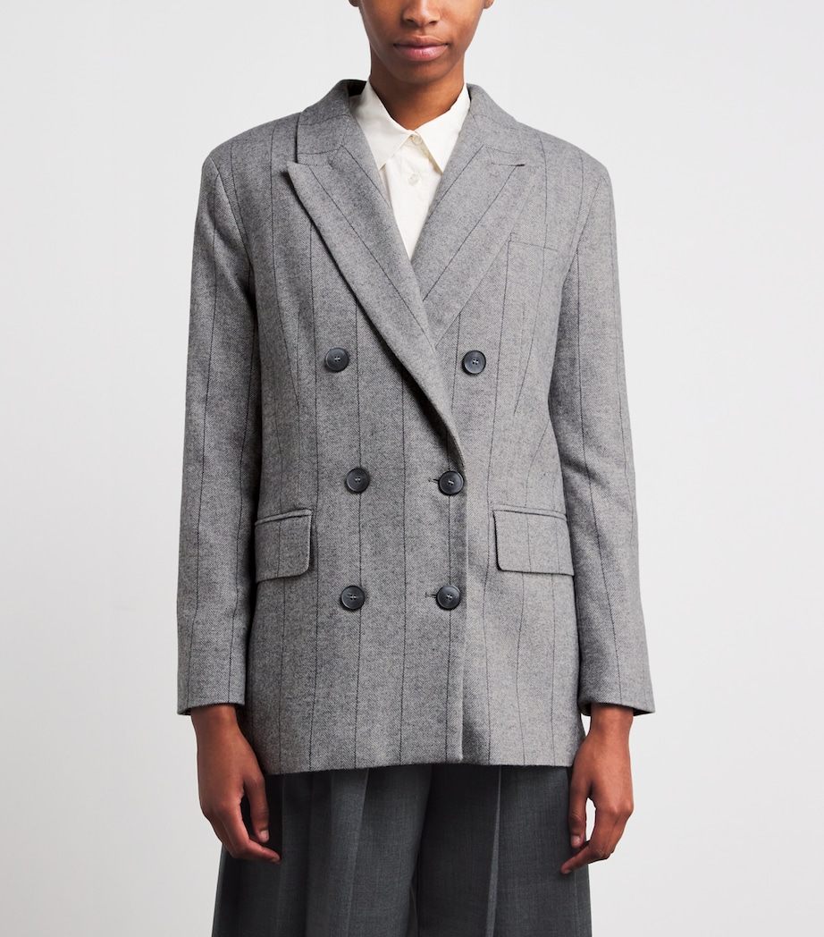 Wool-Blend Double-Breasted Blazer GREY Image 3