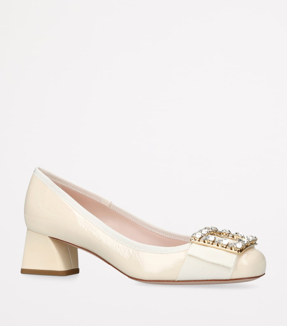 Leather Très Vivier Strass Heeled Mules 45 CREAM Image 3