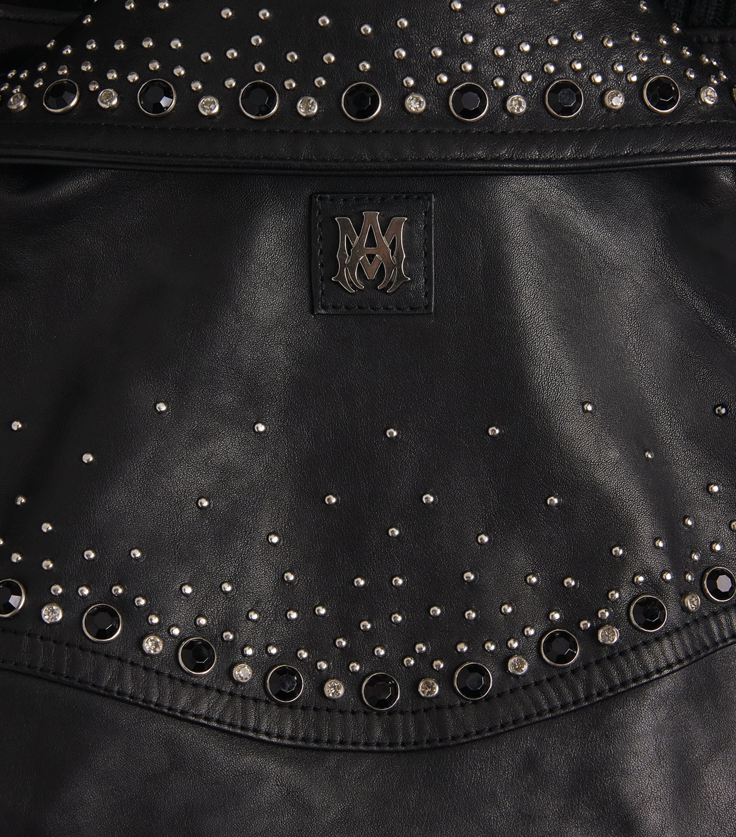 Leather Crystal-Embellished Jacket BLACK Image 5