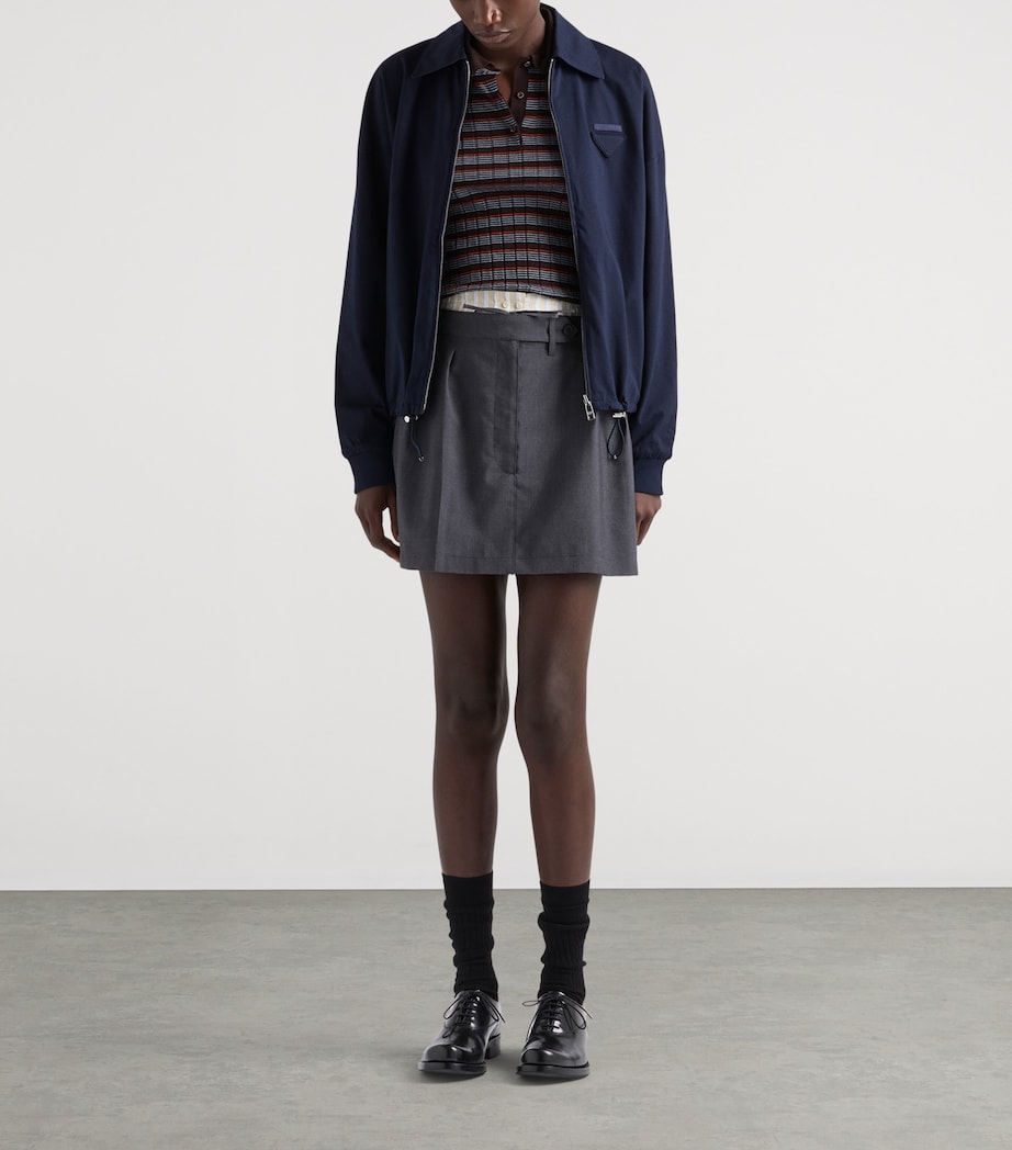 Prada Womens Wool-Mohair Mini Skirt Grey Image 2