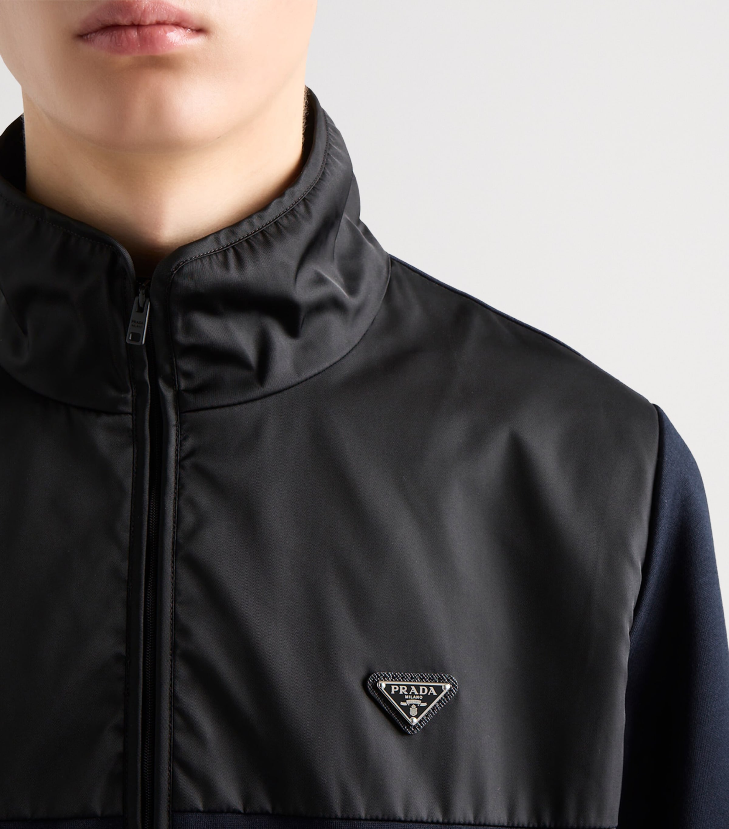 Prada Mens Cotton-Blend Fleece Bomber Jacket Image 3