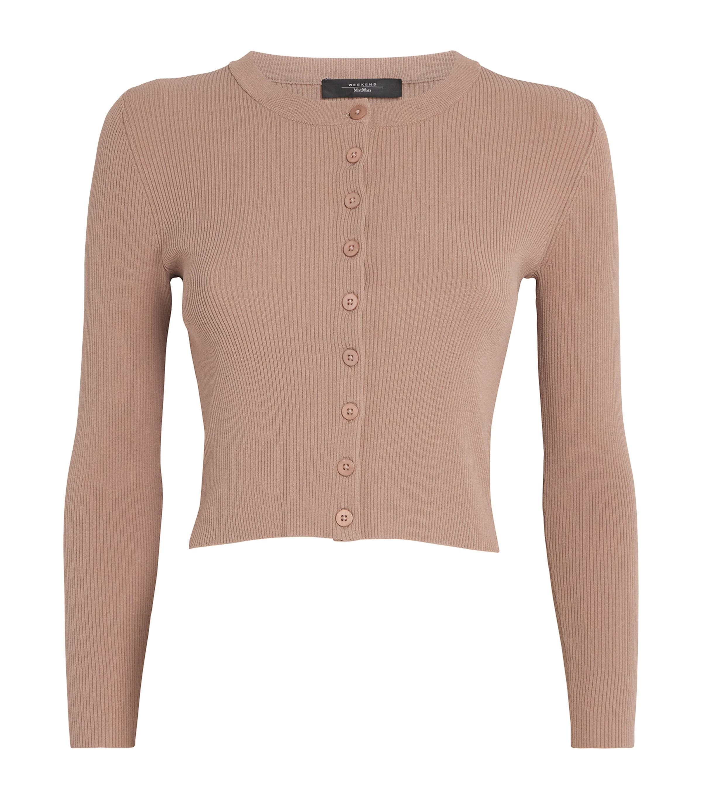 Weekend Max Mara Rib-knit Cropped Cardigan In Brown