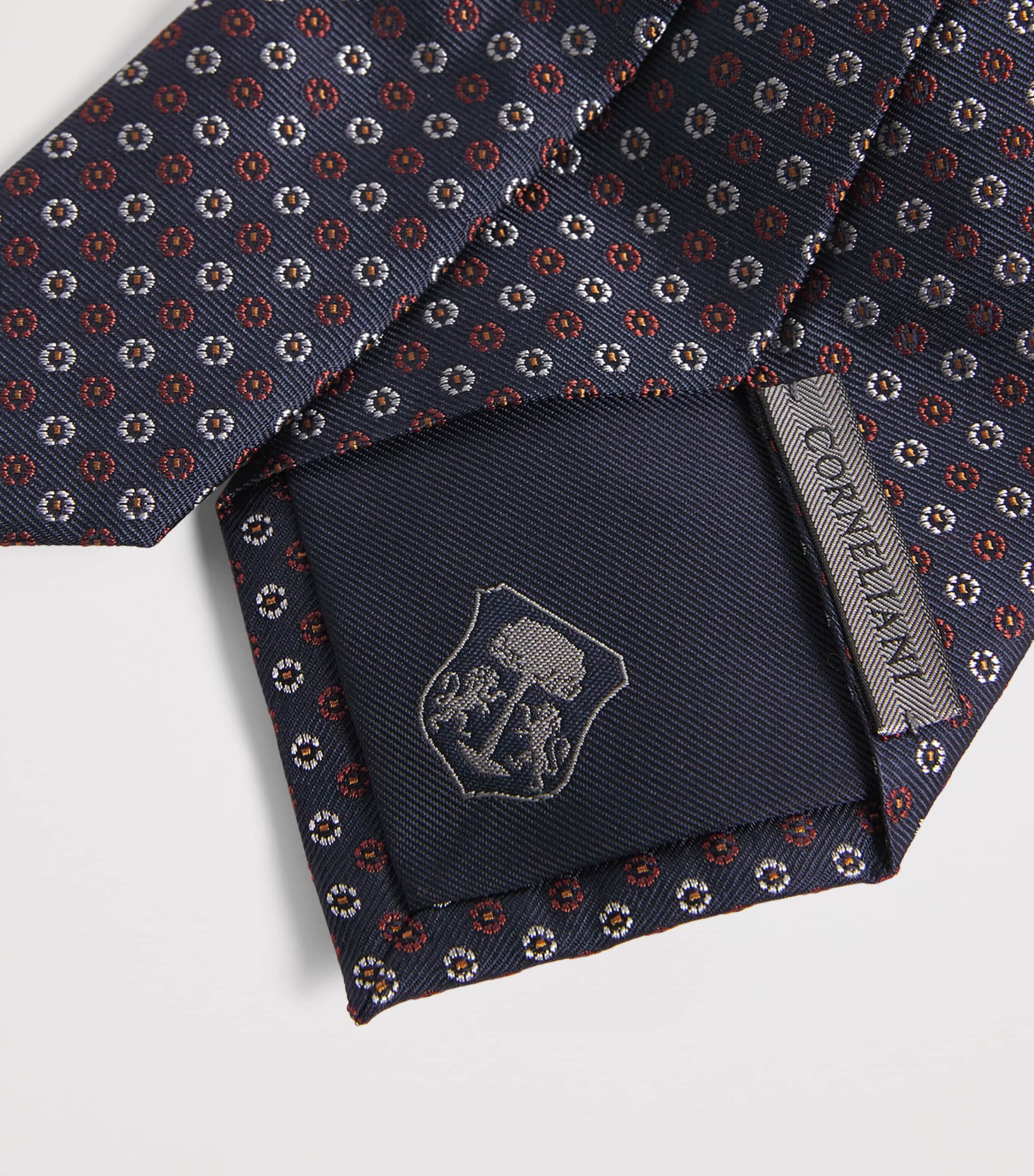 Silk Patterned Tie 001 NAVY BLUE Image 3