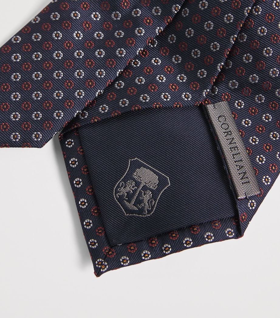 Silk Patterned Tie 001 NAVY BLUE Image 3