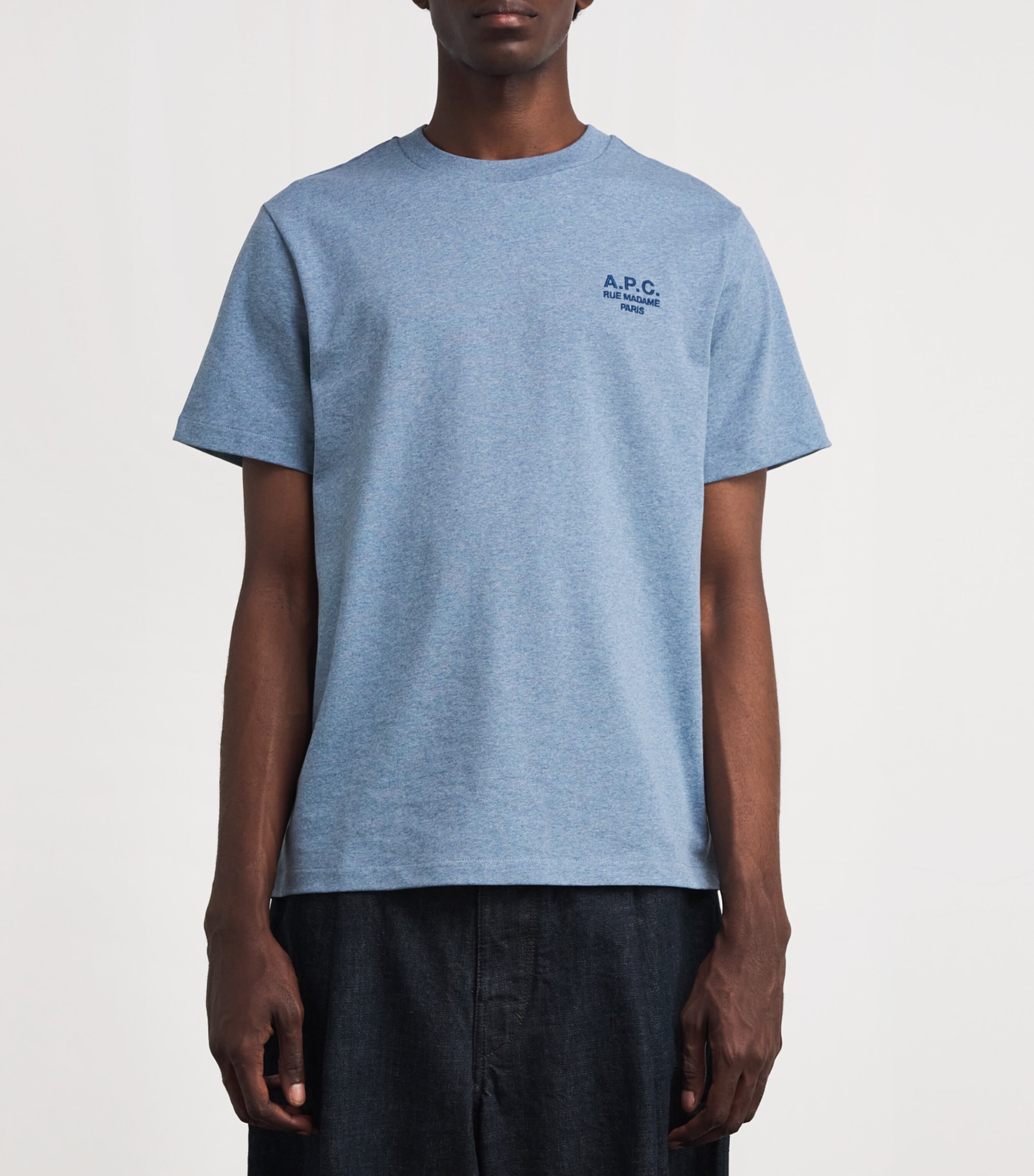 A.P.C. Mens Cotton Logo T-Shirt Bleu Gris Chine/bleu Image 3