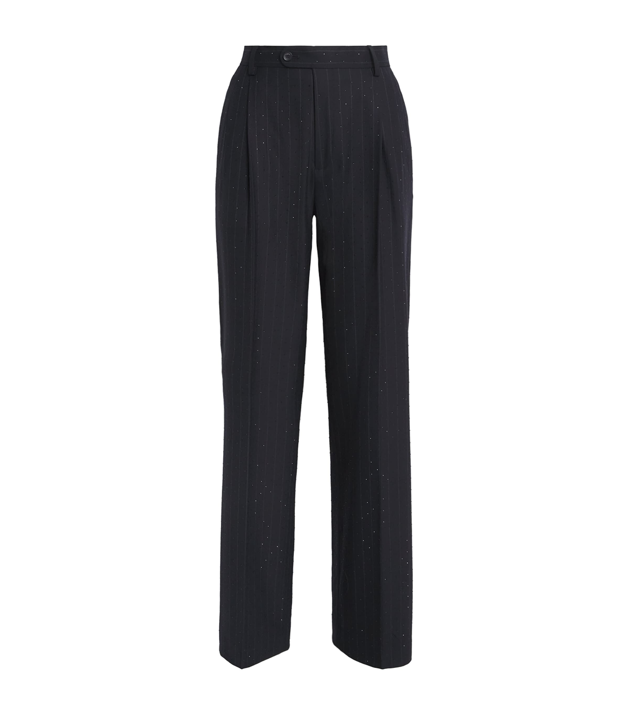 Sandro Embellished Pinstripe Trousers In Black