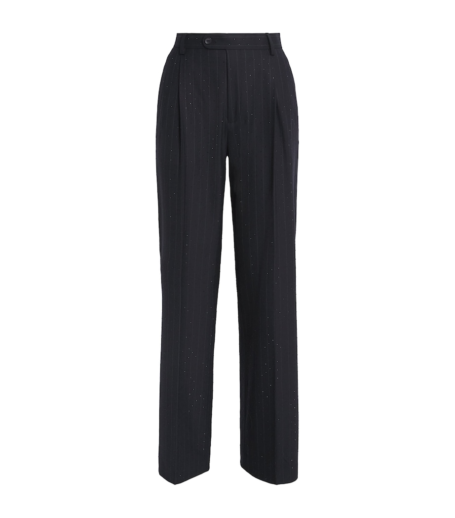 Embellished Pinstripe Trousers NAVY BLUE Image 1