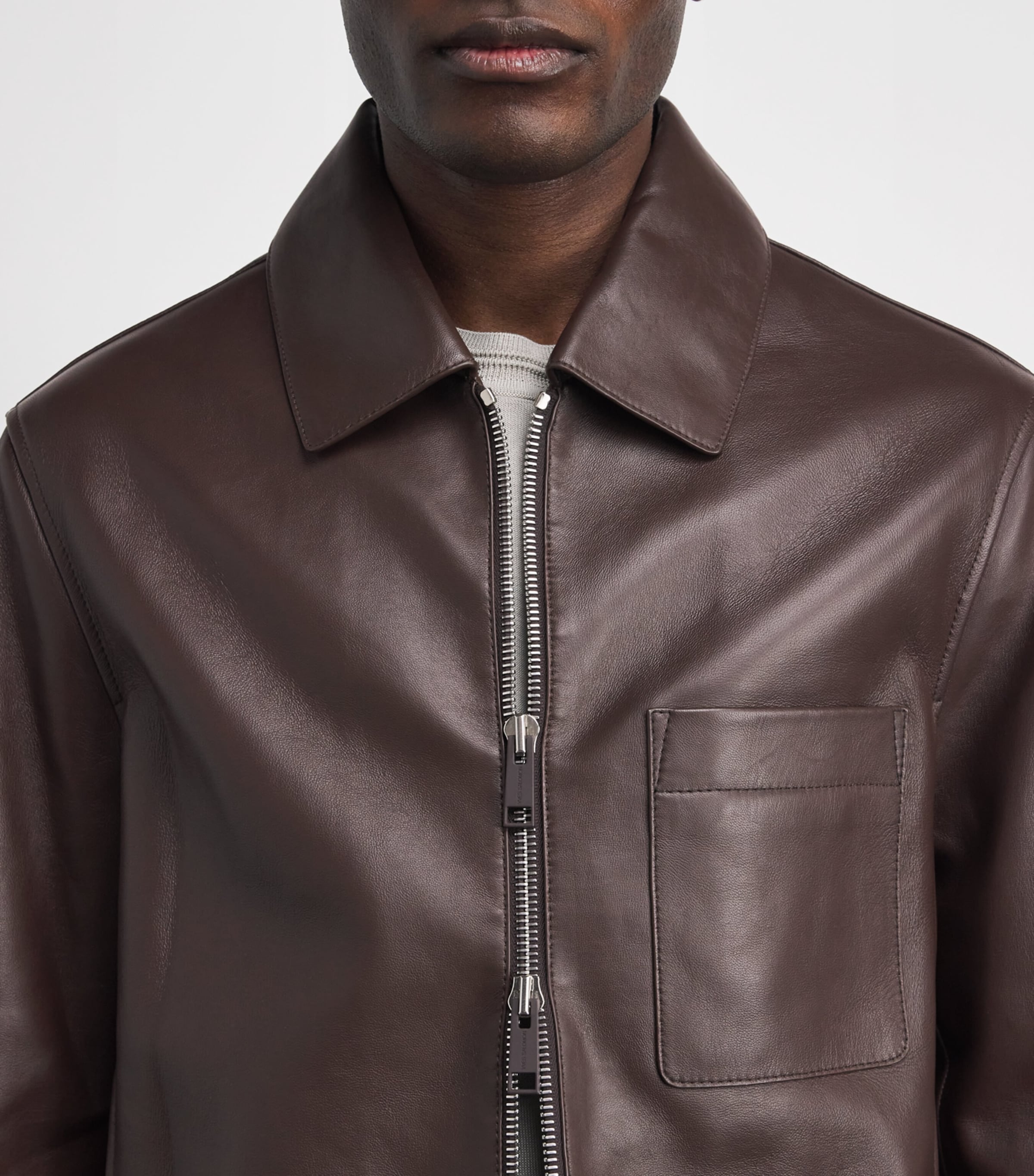 Yves Salomon Mens Lambskin Zip-Up Jacket Chia Image 3