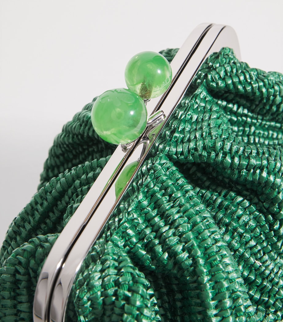 Small Raffia-Effect Pasticcino Bag GREEN Image 6