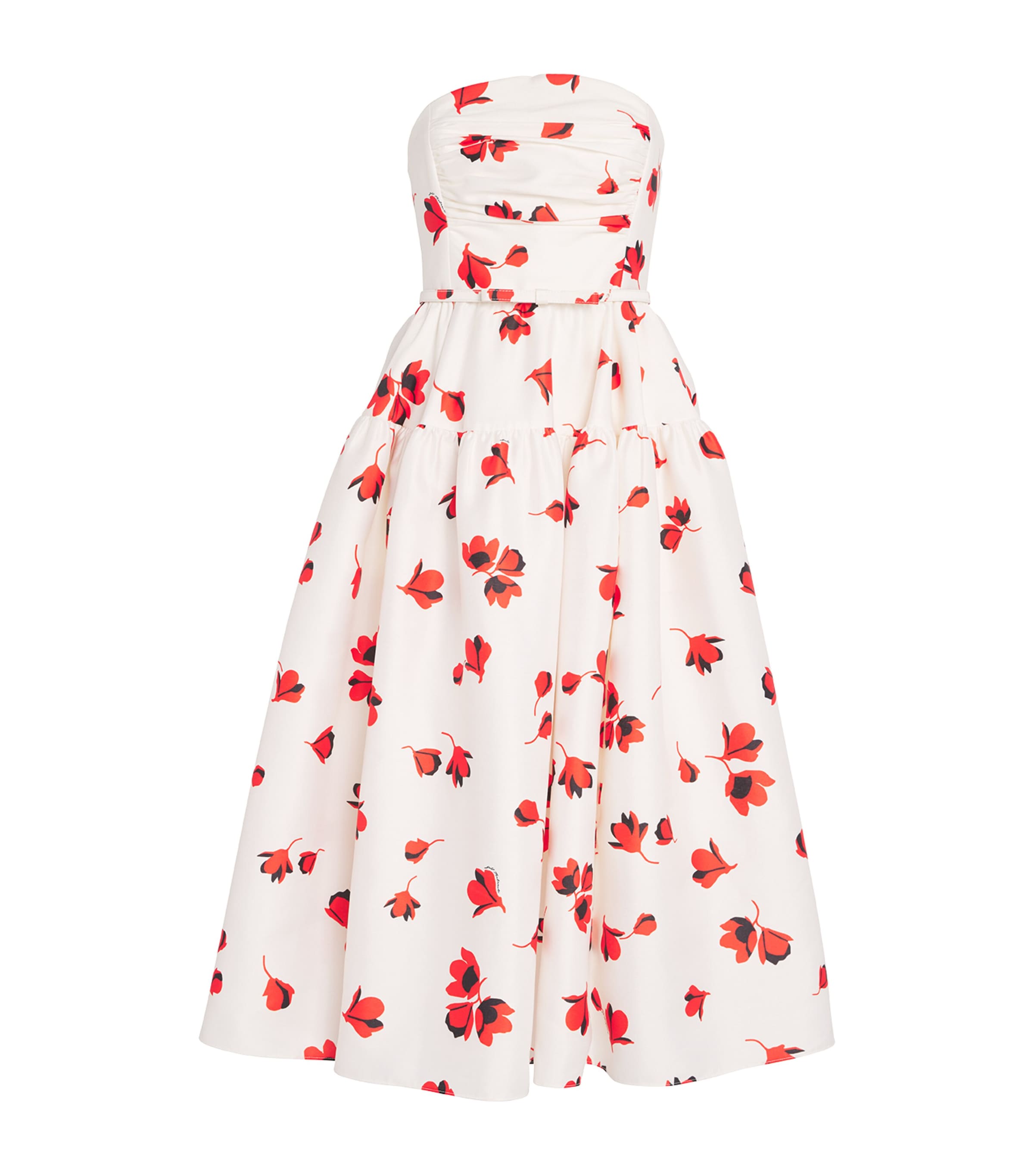 Self-portrait Floral Print Taffeta Midi Dress In White