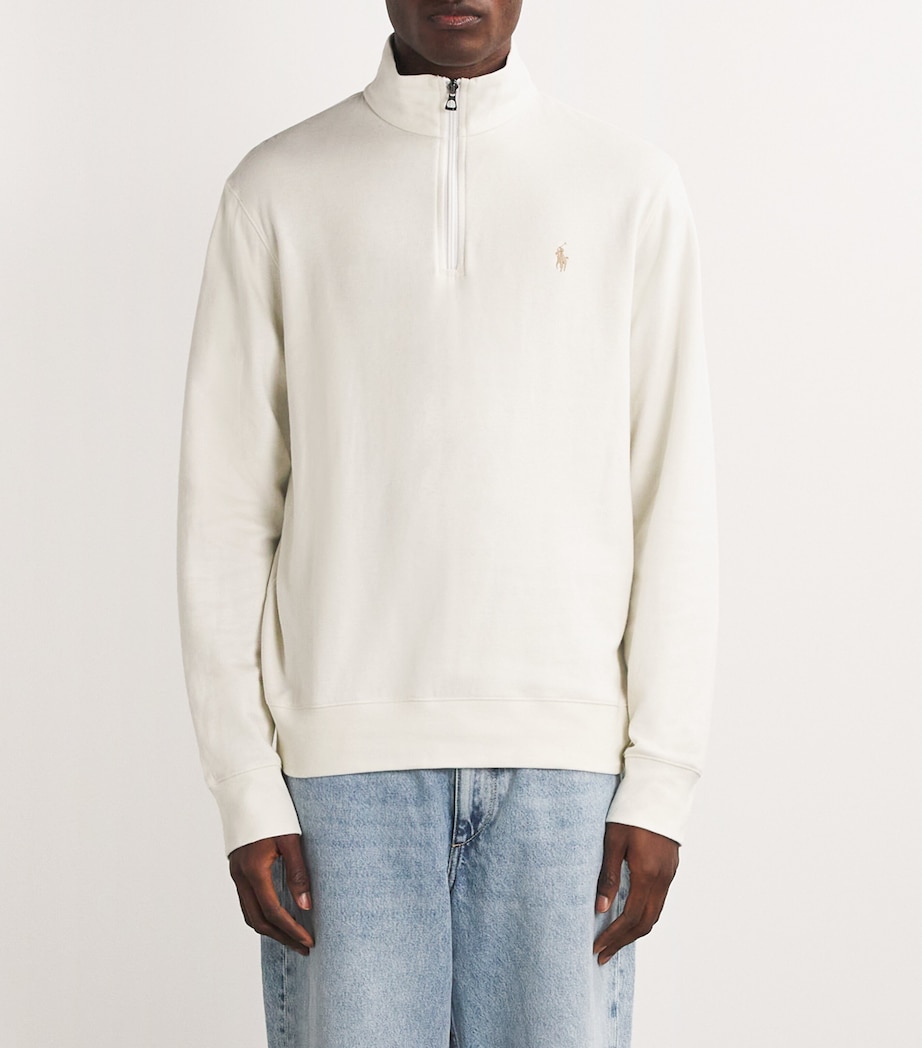 Cotton-Blend Quarter-Zip Sweater NATURAL Image 3