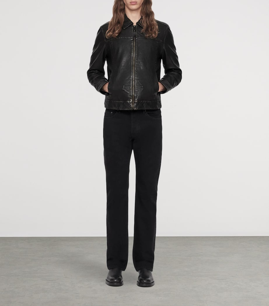 AllSaints Mens Oakland Leather Jacket Black/brown Image 2