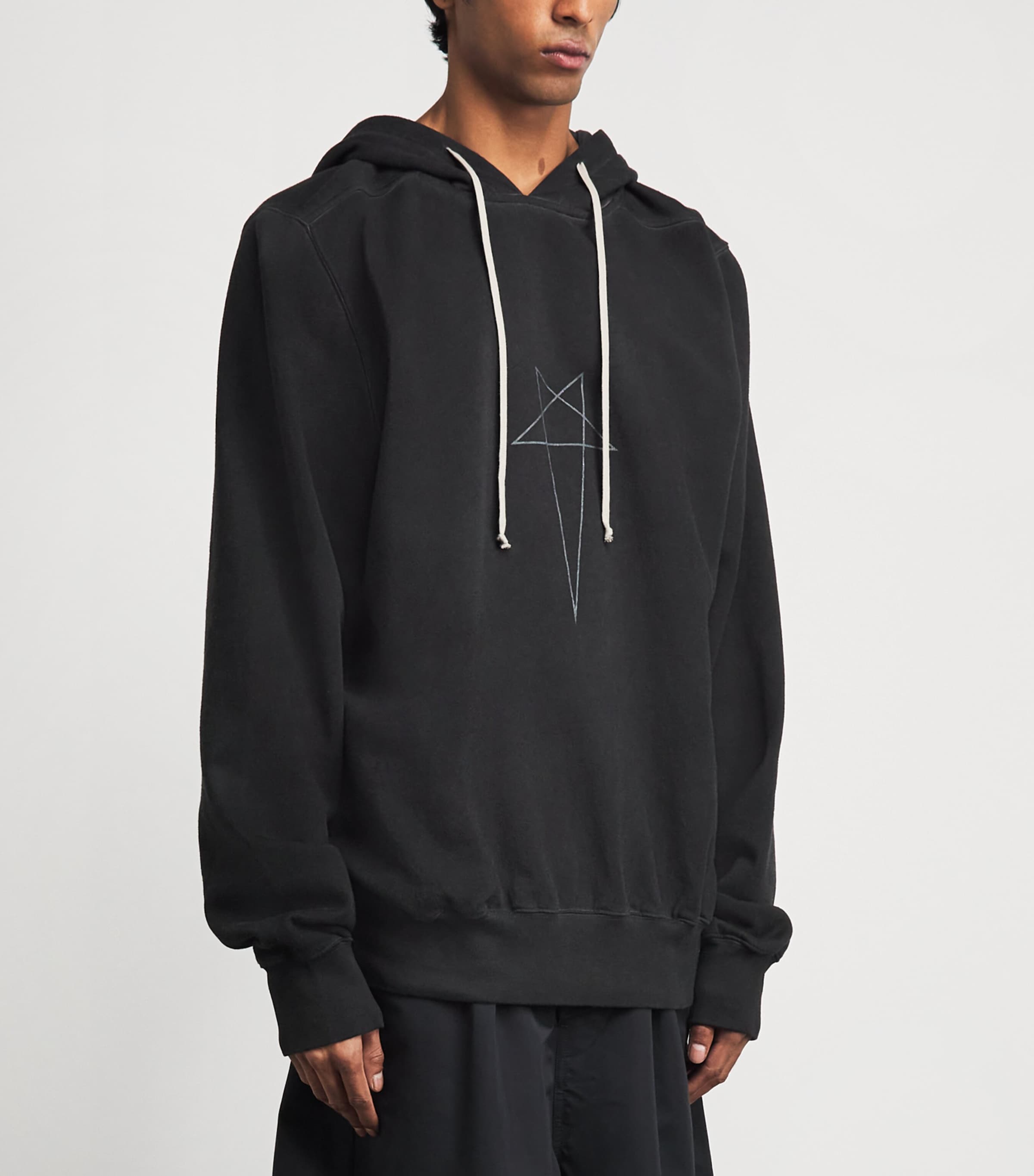 Rick Owens Mens Cotton Pentagram Hoodie Fad Blk/slvr Image 4