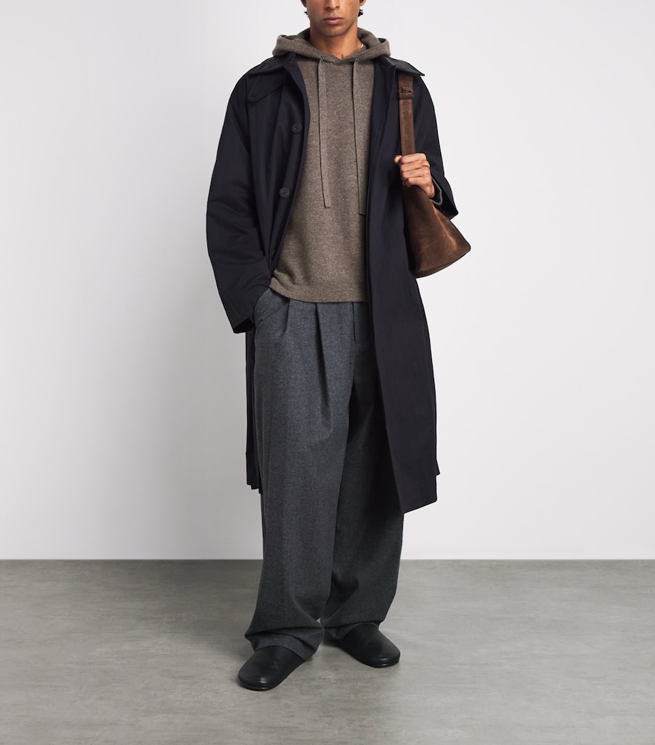 Studio Nicholson Mens Wool-Cashmere Cope Knitted Hoodie Mouse Image 2
