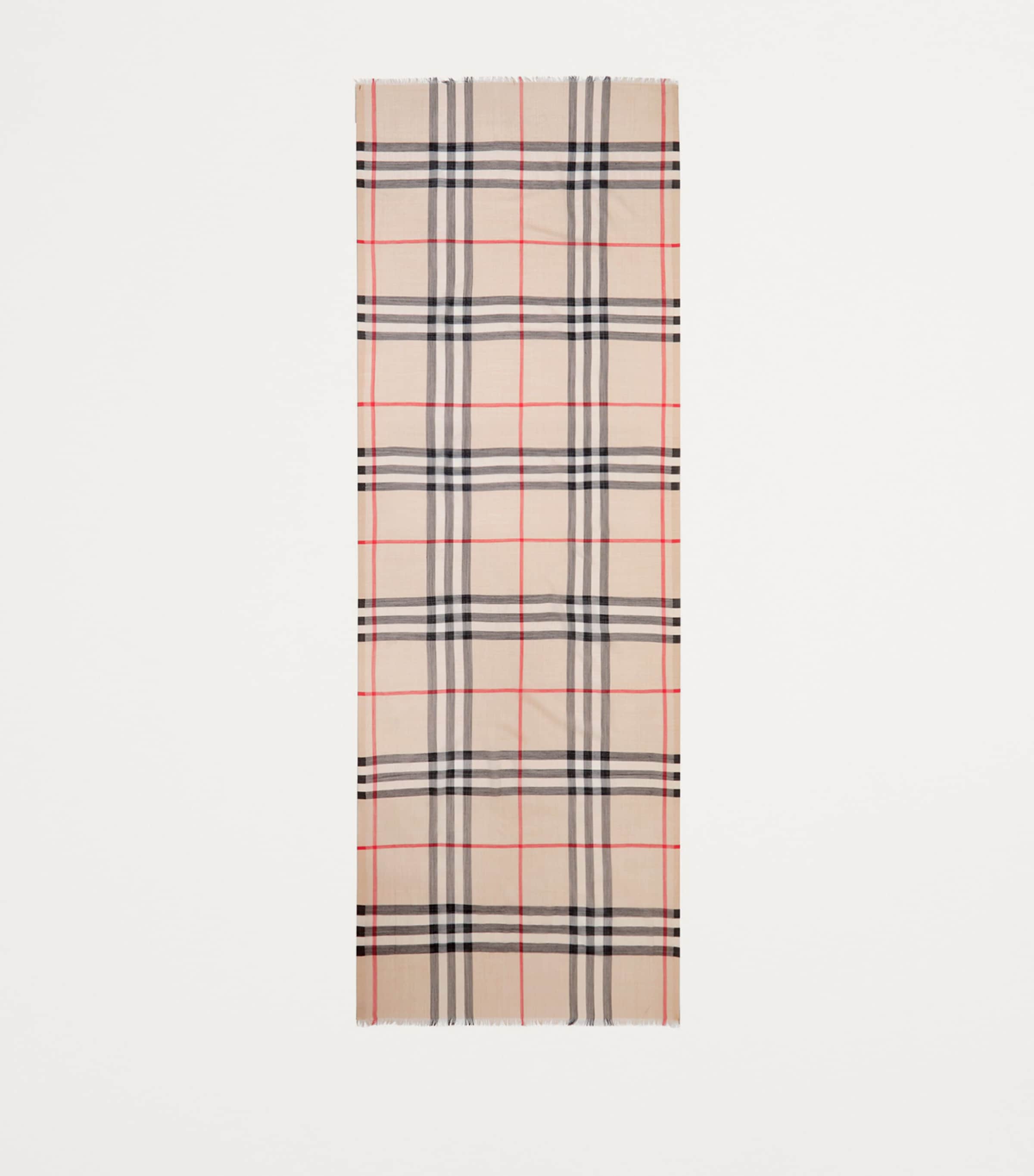 Wool-Silk Check Scarf STONE CHECK Image 5