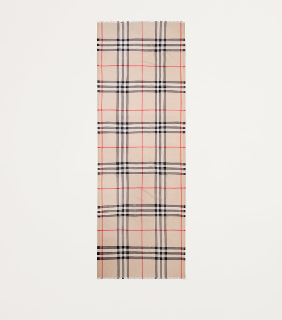 Wool-Silk Check Scarf STONE CHECK Image 5