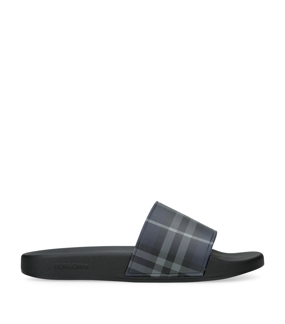 Check Furley Slides NAVY Image 1