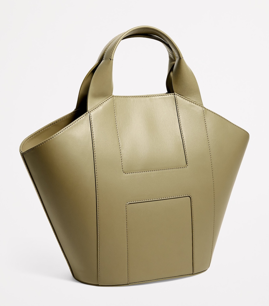 Medium Grab Leather Tote Bag OLIVE Image 3