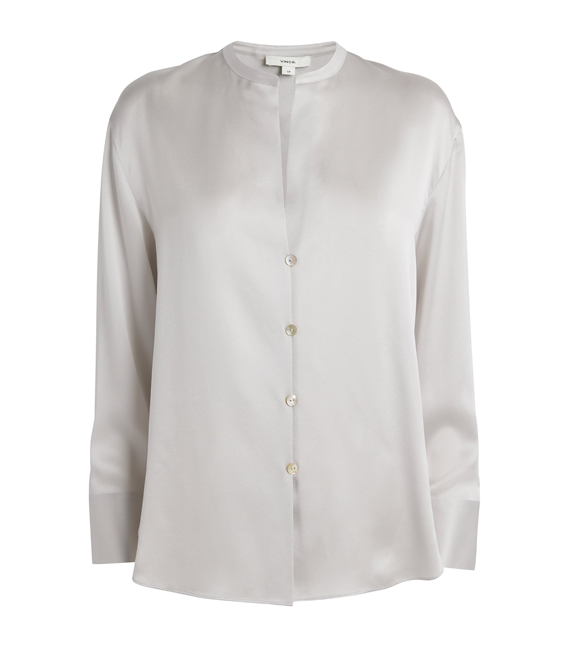 VINCE SILK COLLARLESS SHIRT