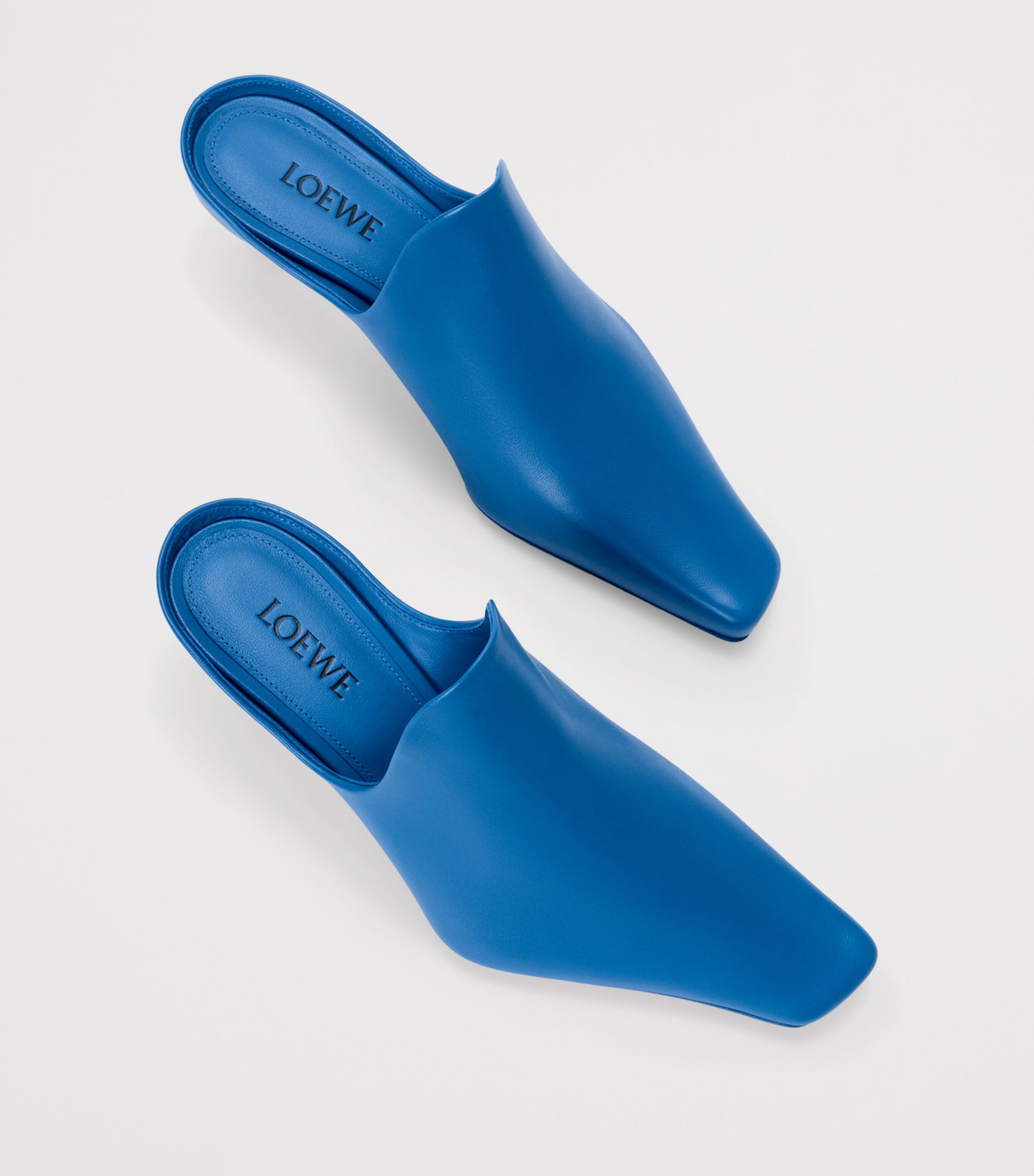LOEWE Lambskin Emily Heeled Mules 45 Royal Azur Image 4