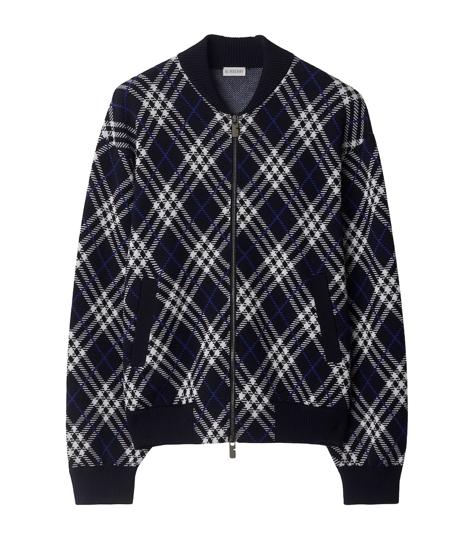 Wool-Blend Check Bomber Jacket INK IP CHK Image 1