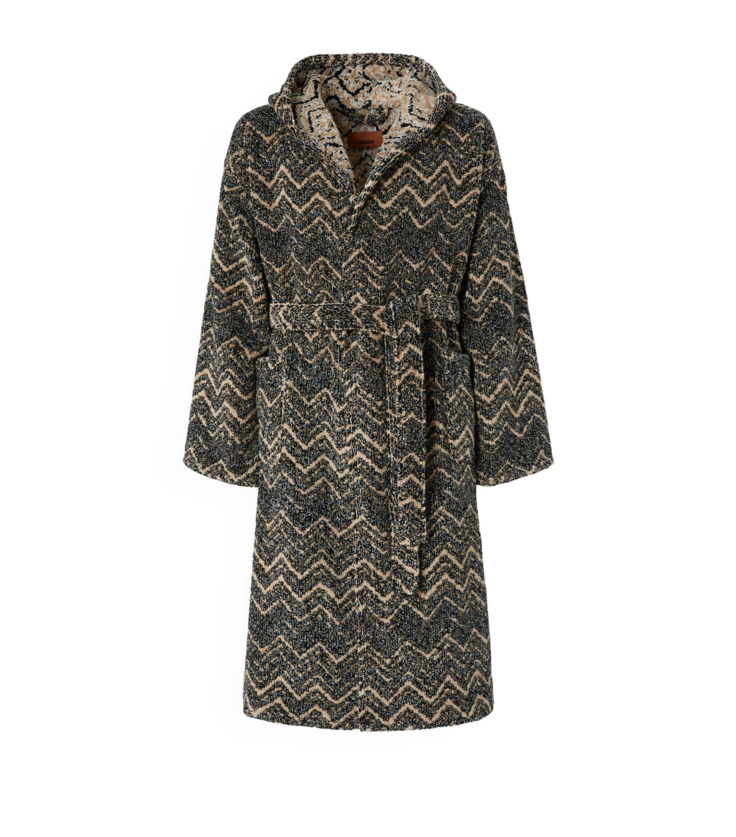 Missoni Towelling Zigzag Azul Robe In Gray