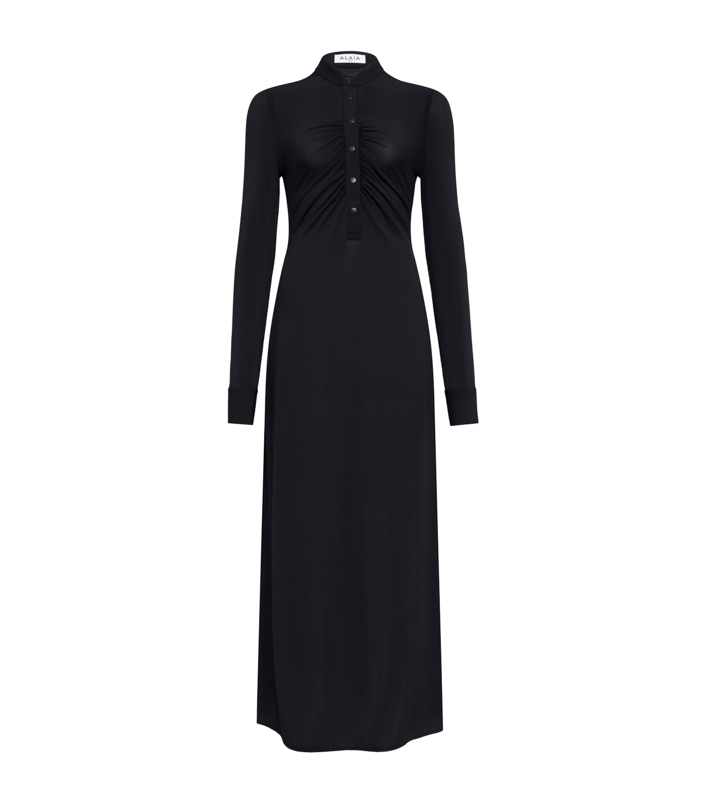 Ruched Long-Sleeve Maxi Dress NOIR ALAIA Image 1