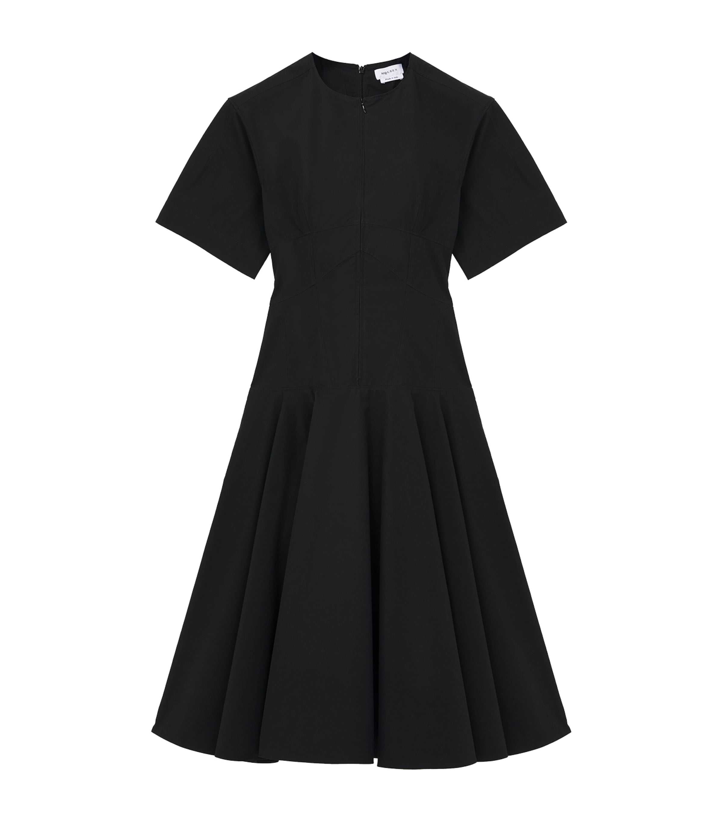 Alexander Mcqueen Cotton Poplin Midi Dress In Black