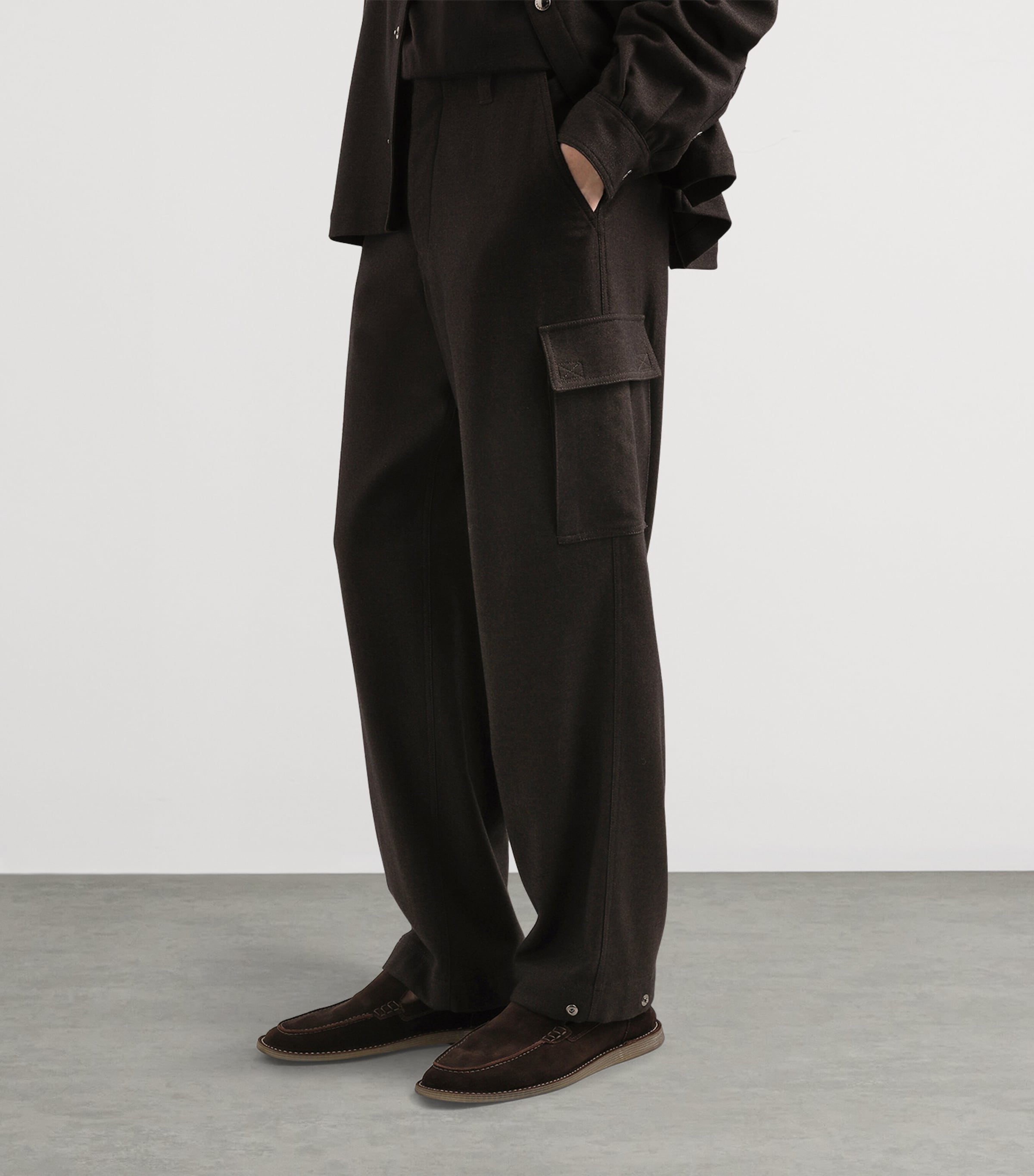 Wool-Blend Cargo Trousers M3977-BROWN Image 5