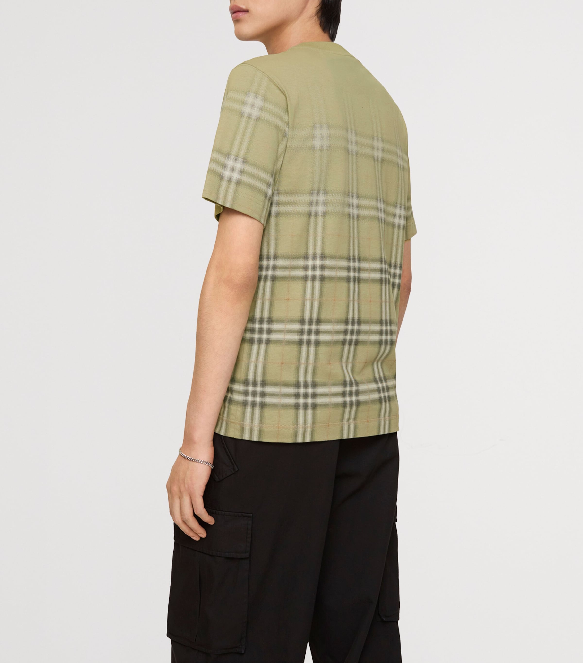 Burberry Mens Cotton Gradient Check T-Shirt Glade Green Ip Check Image 3
