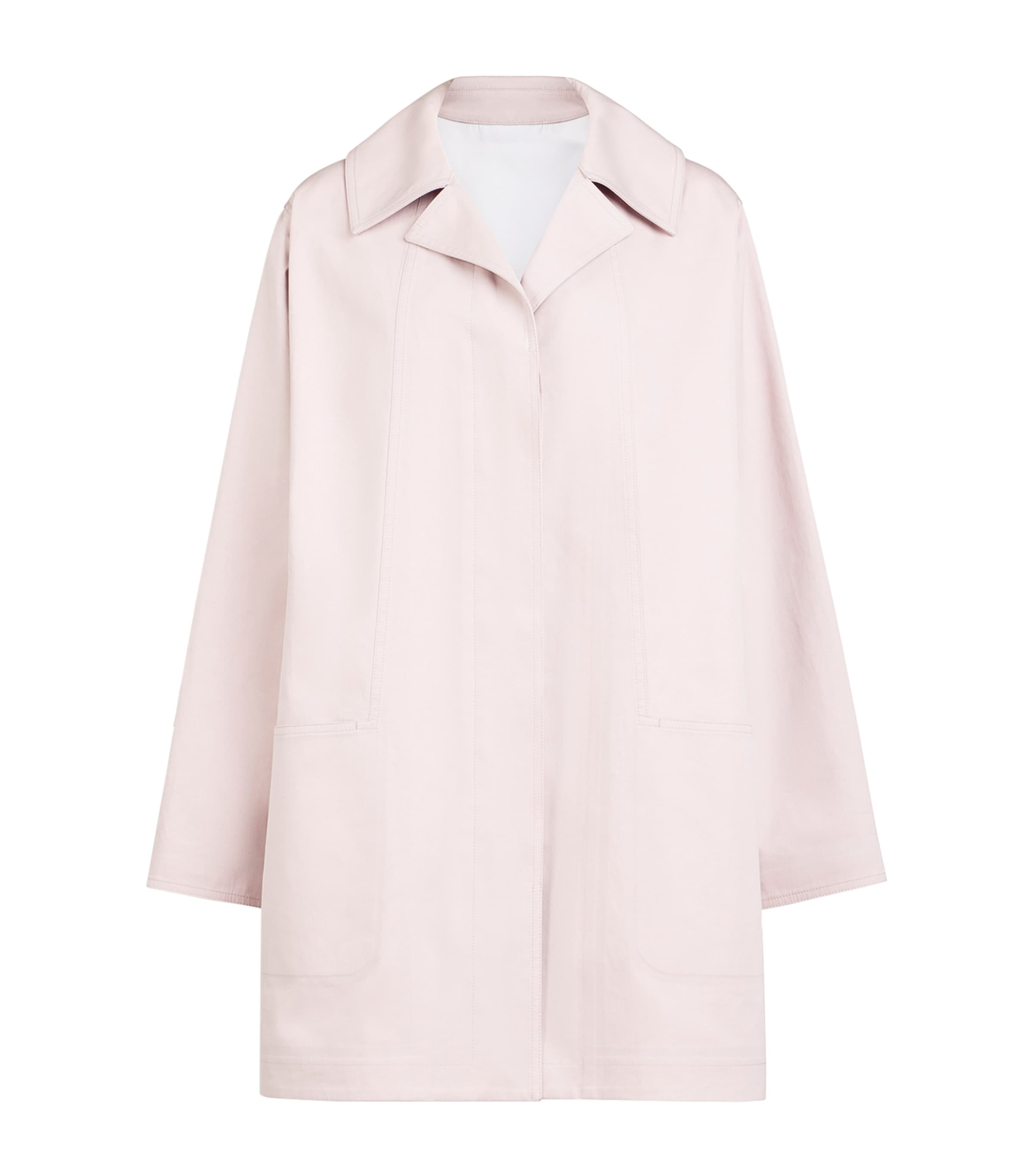 Alaïa Womens Cotton-Silk Leather-Trim Coat Pink Image 1
