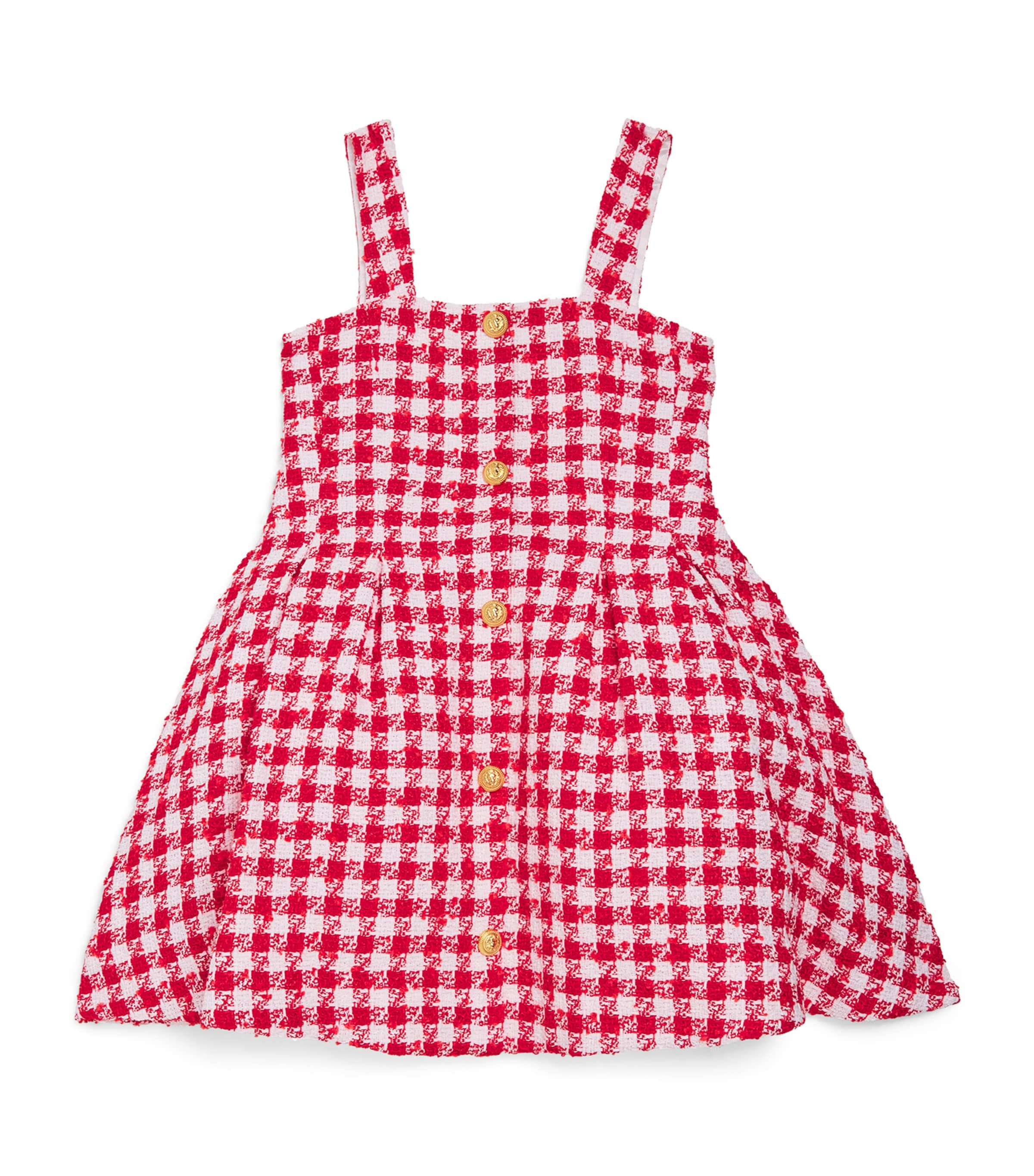BALMAIN TWEED GINGHAM DRESS 