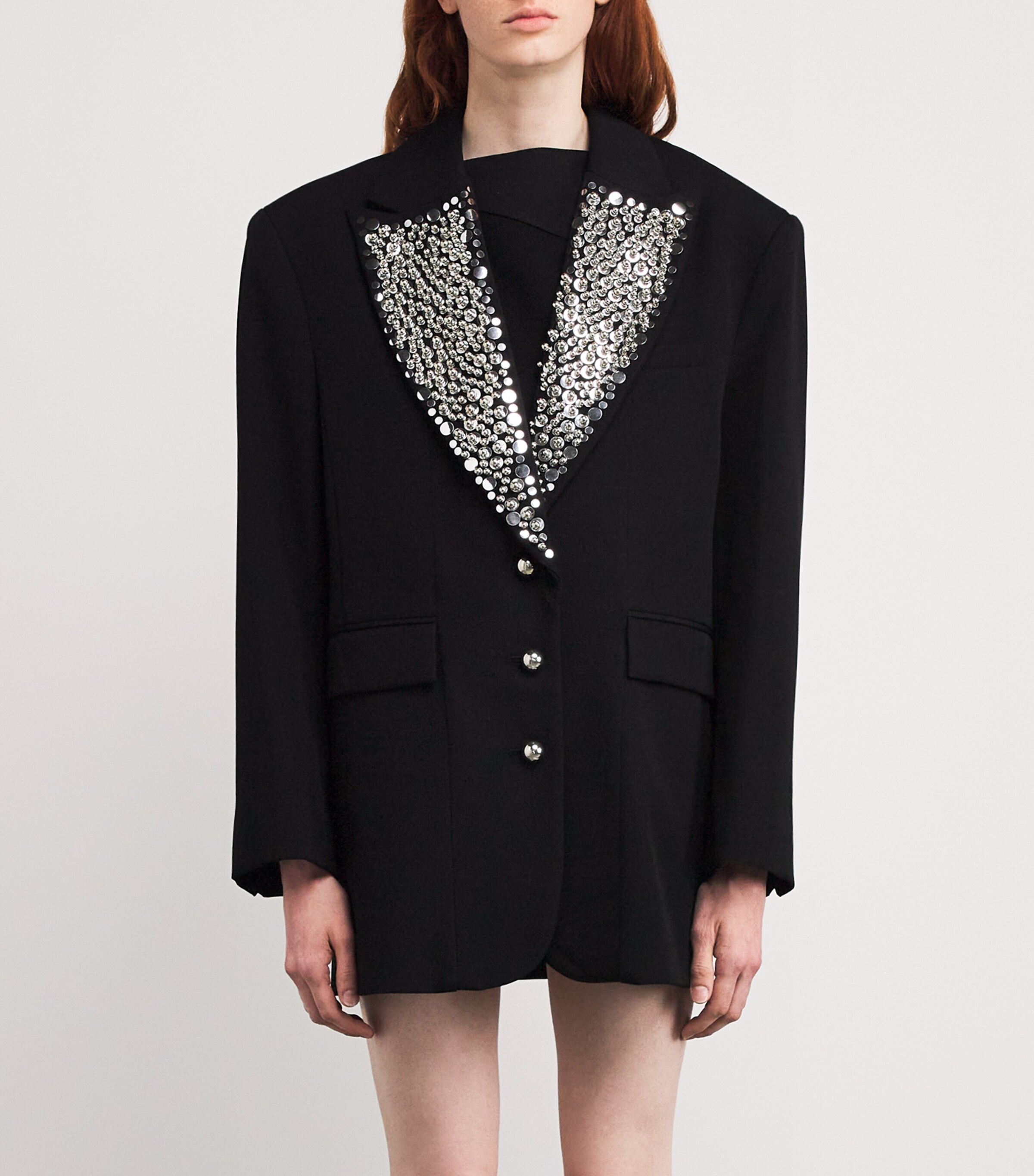 Wool Embellished Blazer P001 BLACK Image 3