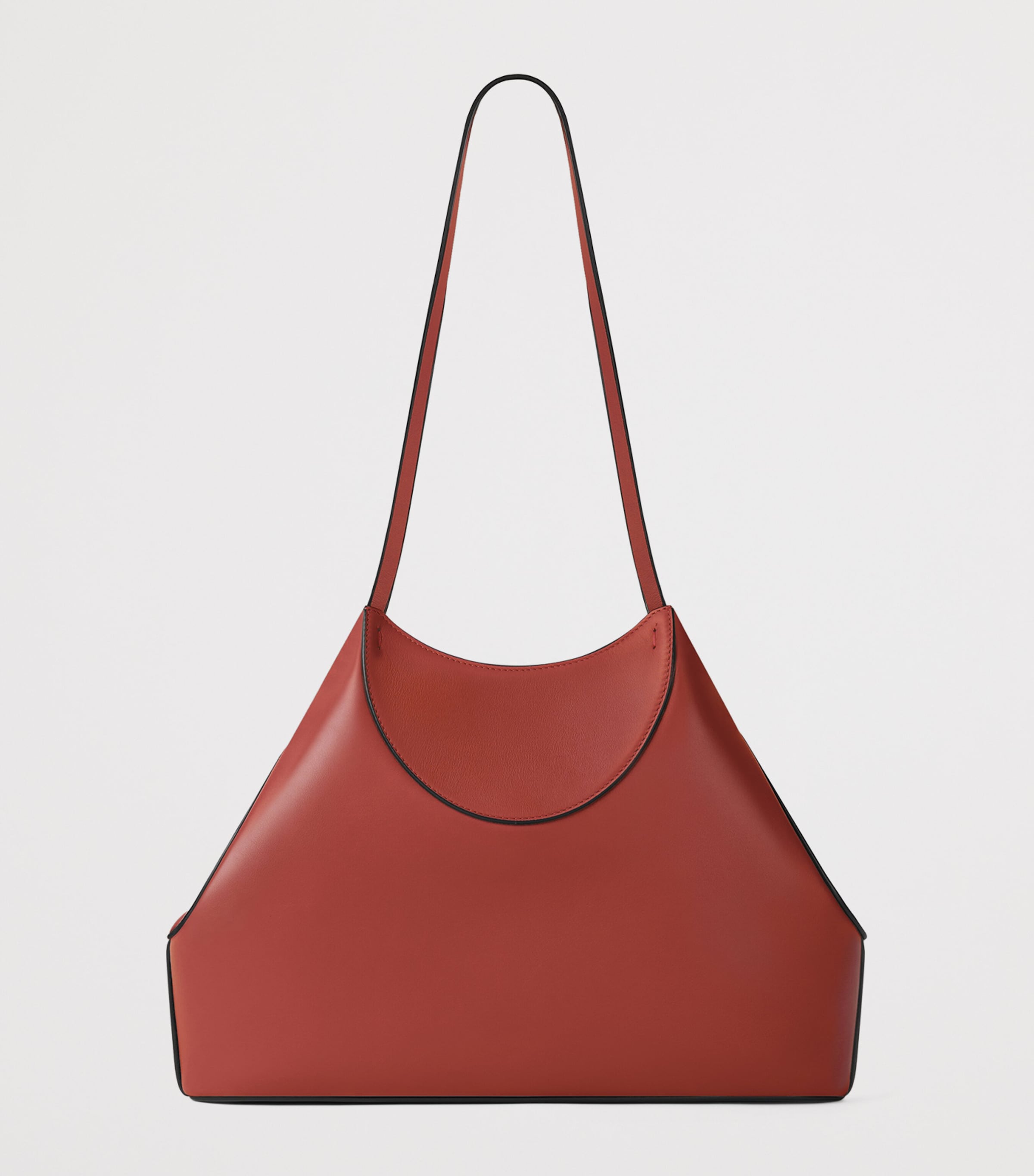 Small Leather Facet Shoulder Bag TERRACOTTA Image 4