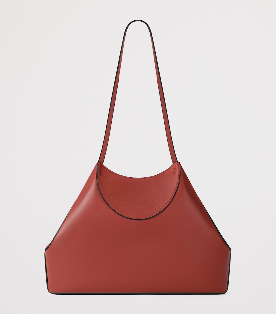Small Leather Facet Shoulder Bag TERRACOTTA Image 4