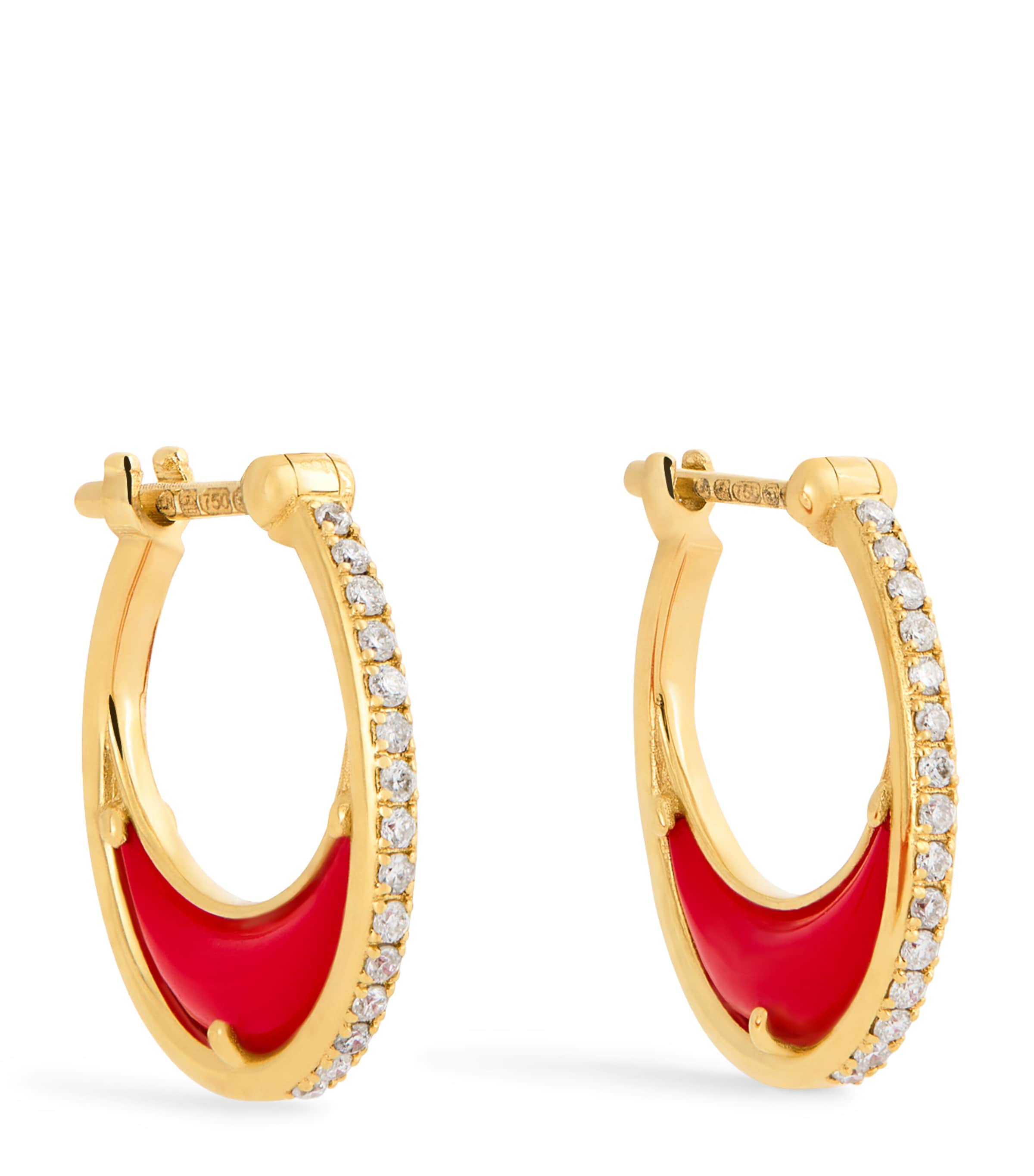 L'atelier Nawbar Yellow Gold And Diamond Bloop Moon Lot N*91 Hoop Earrings In Gold