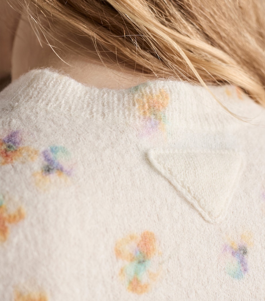 Wool Floral Short-Sleeve Sweater F0061 Image 4
