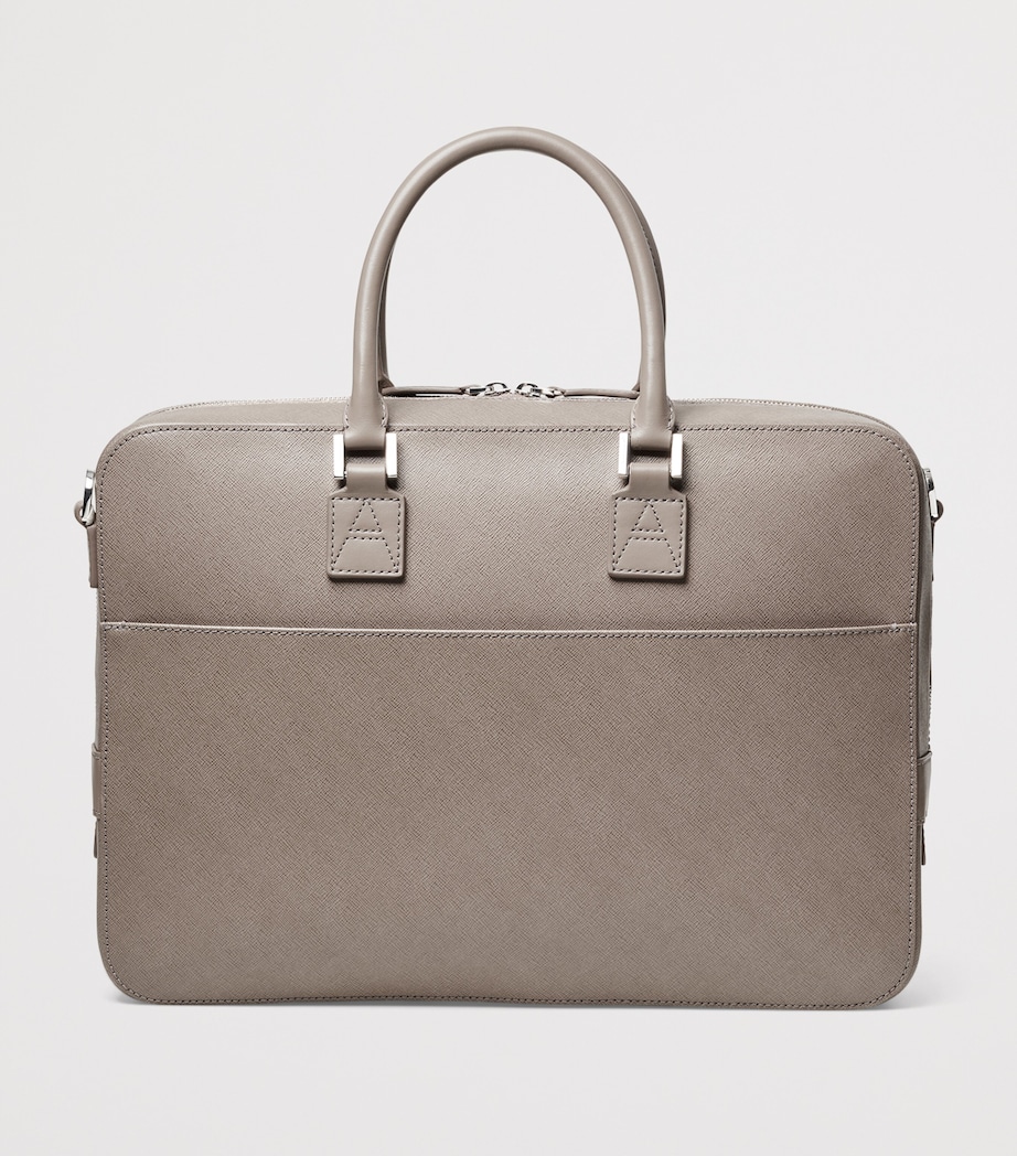 Leather Mount Street Laptop Briefcase Bag WARM GREY Image 3
