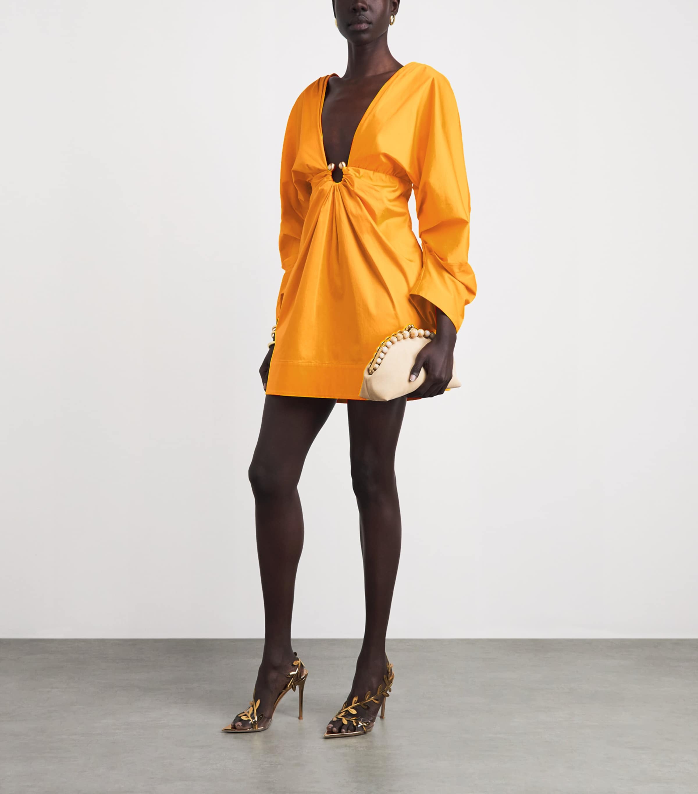 Cult Gaia Womens Stretch-Cotton Questra Mini Dress Marigold Image 2