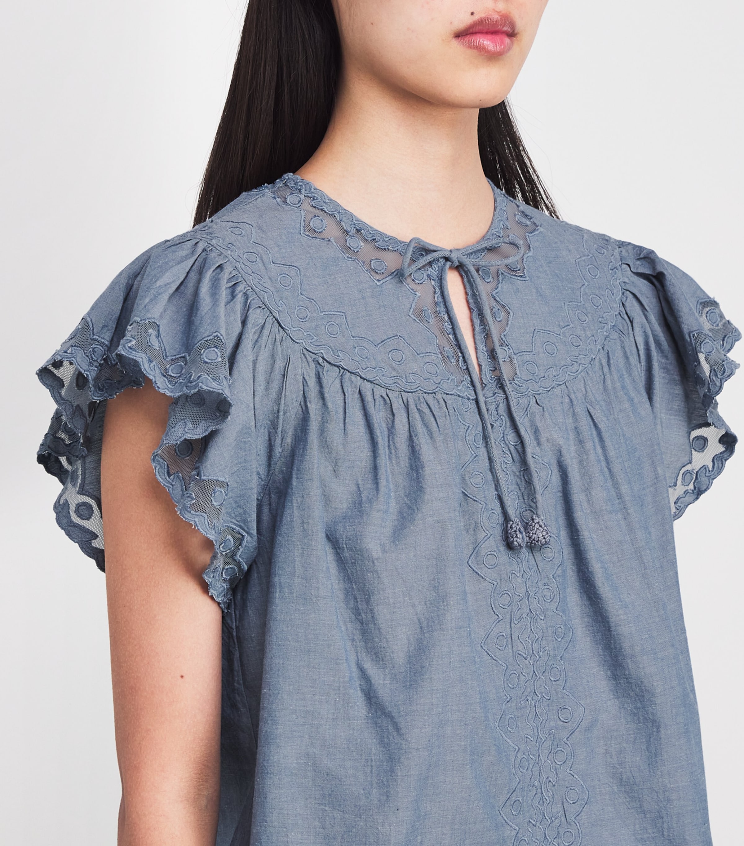 Embroidered Effie Blouse CHB CHAMBRAY Image 6