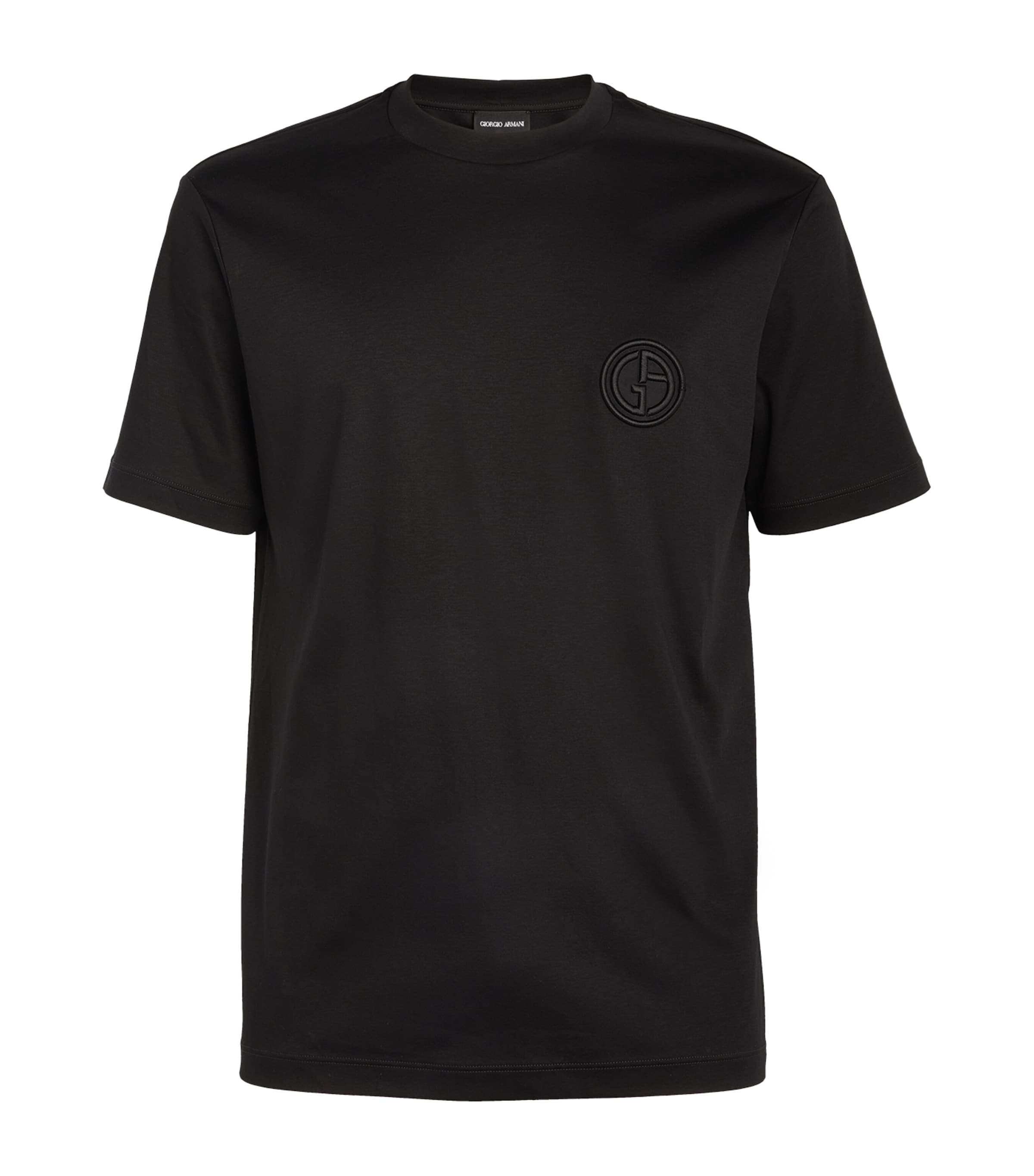 Shop Giorgio Armani Embroidered Logo T-shirt In Black