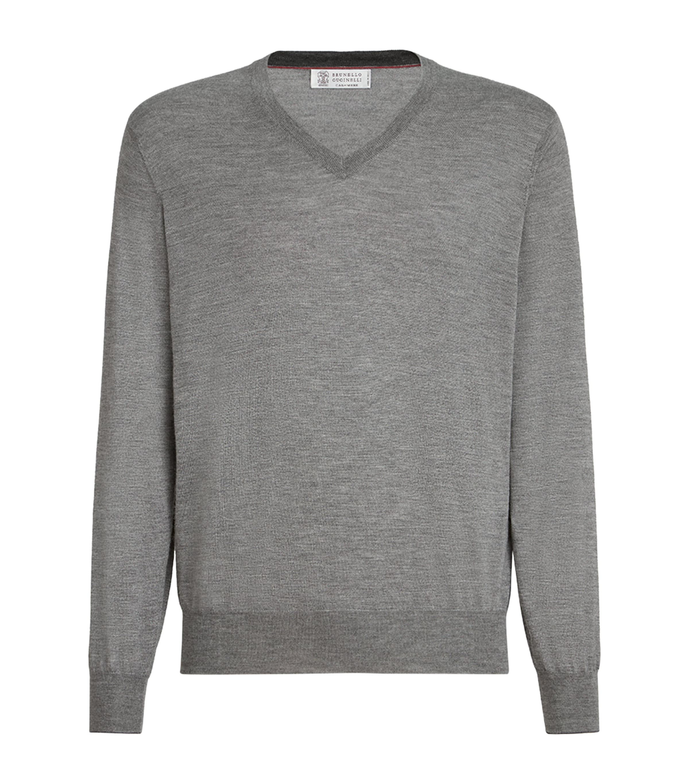 Brunello Cucinelli Mens Cashmere-Silk V-Neck Sweater Image 1