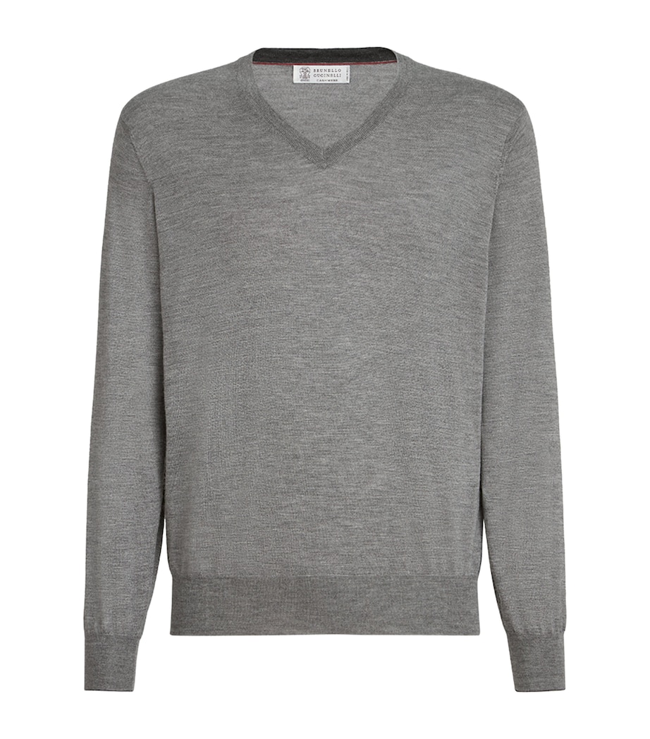 Brunello Cucinelli Mens Cashmere-Silk V-Neck Sweater Image 1