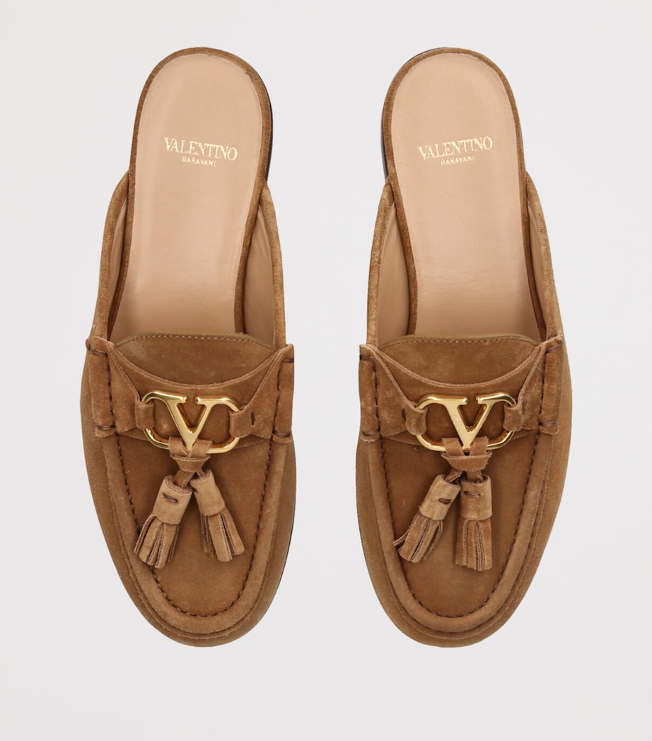 Suede V-Logo Sabot Loafers RUST Image 4