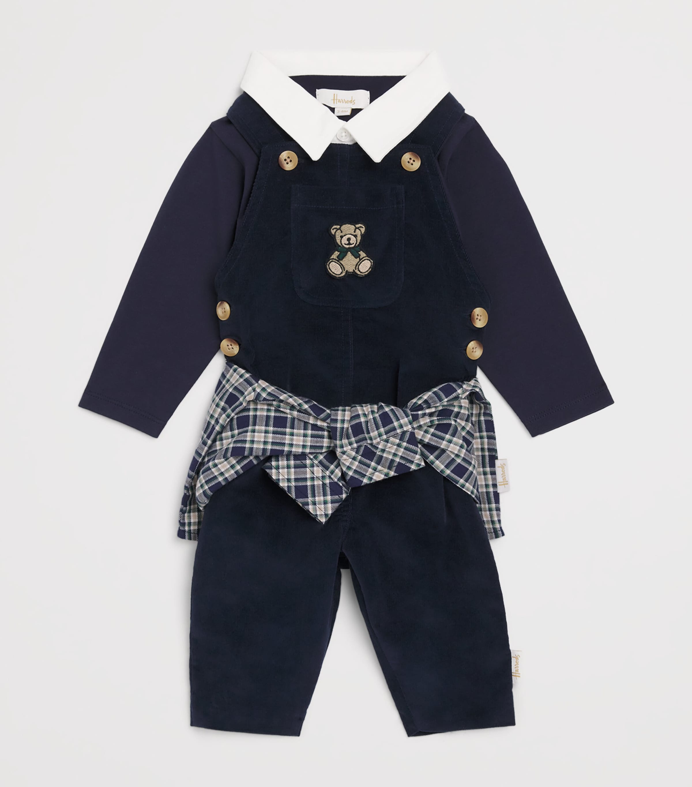 Harrods Cotton Check Shirt (0-18 Months) Navy Image 3