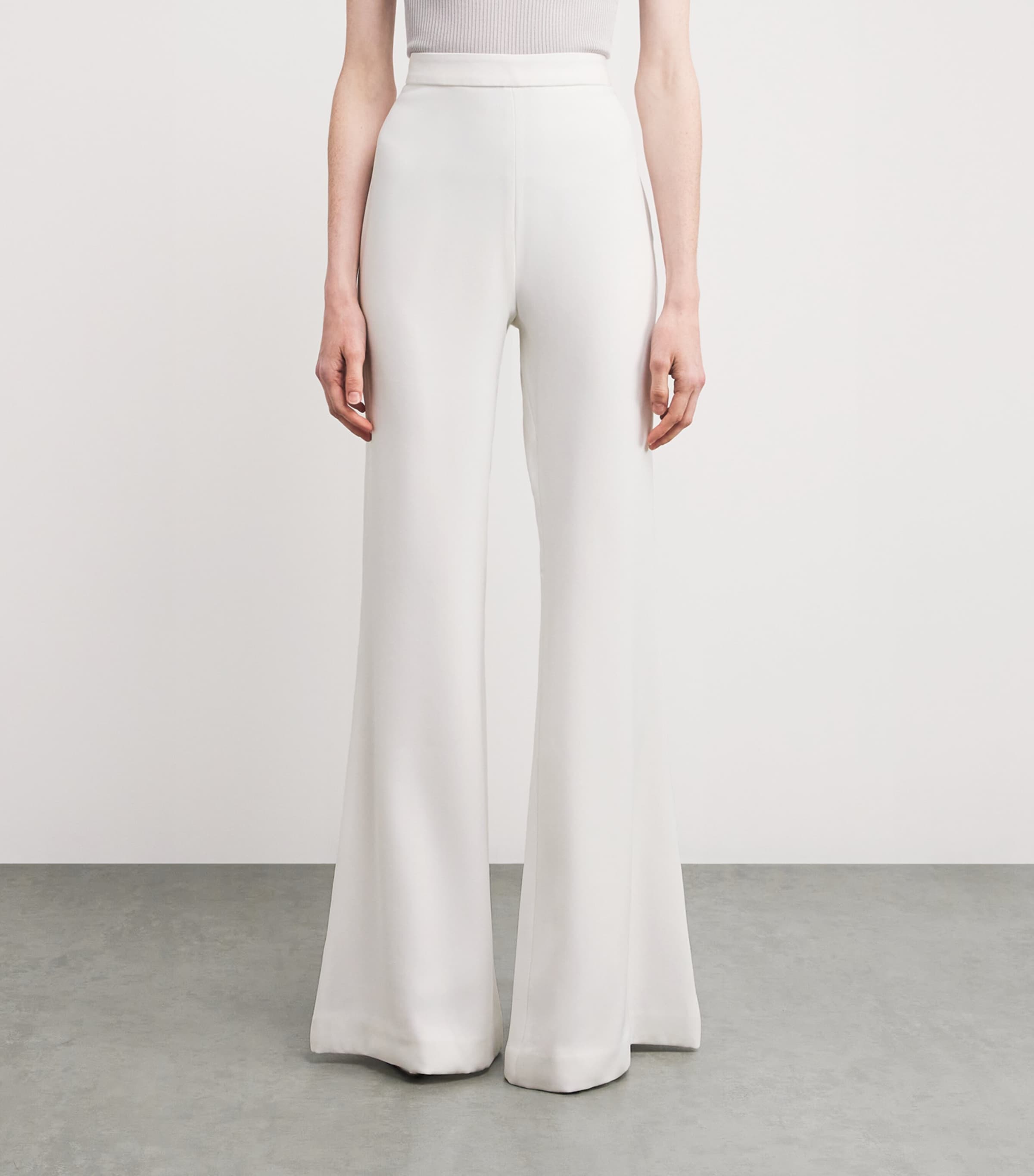 Flared High-Rise Tailored Trousers WHITE Image 3